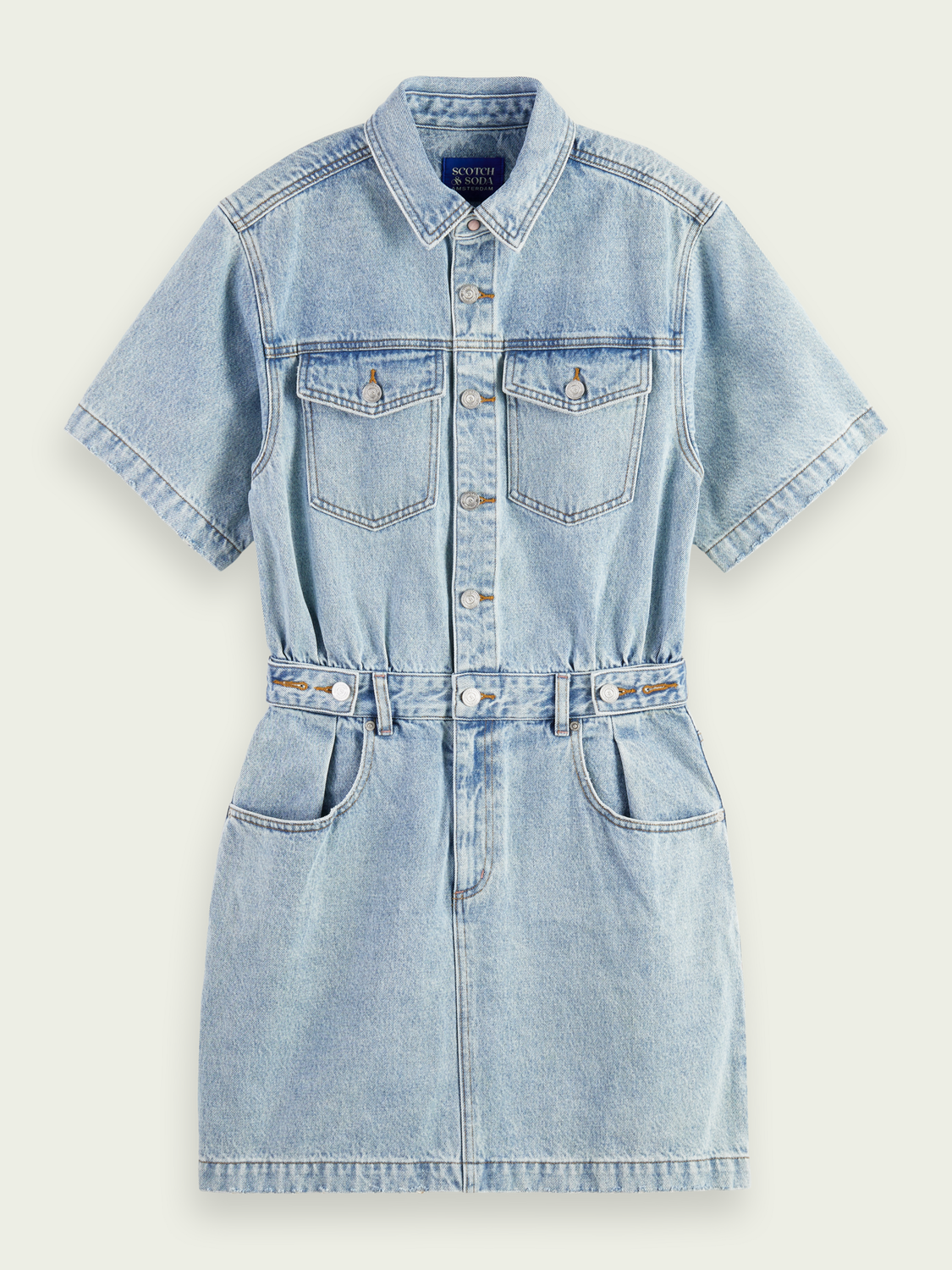 Maison Scotch - Washed Denim Trucker Dress - Washed Indigo