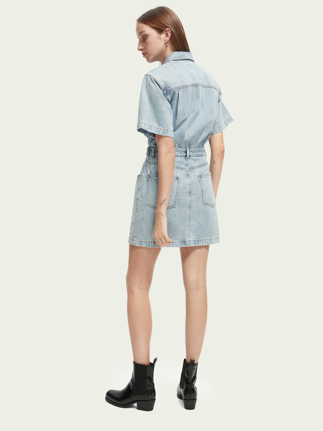 Maison Scotch - Washed Denim Trucker Dress - Washed Indigo