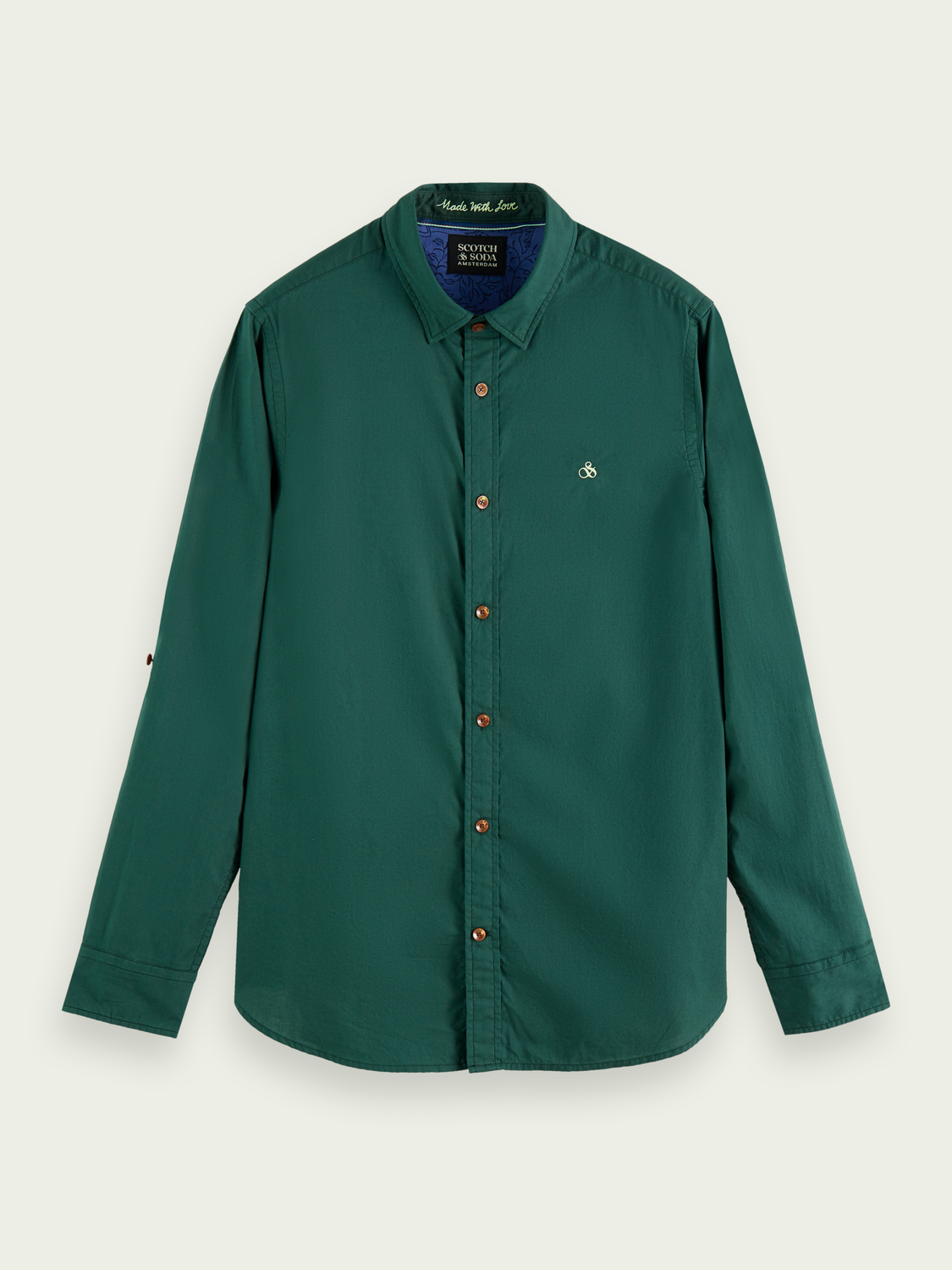Scotch & Soda - Slim Fit Contrast Trim Poplin Shirt - Preppy Green