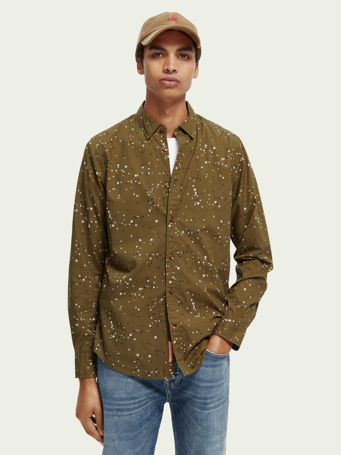 Scotch & Soda - Slim Fit Printed Shirt - Khaki