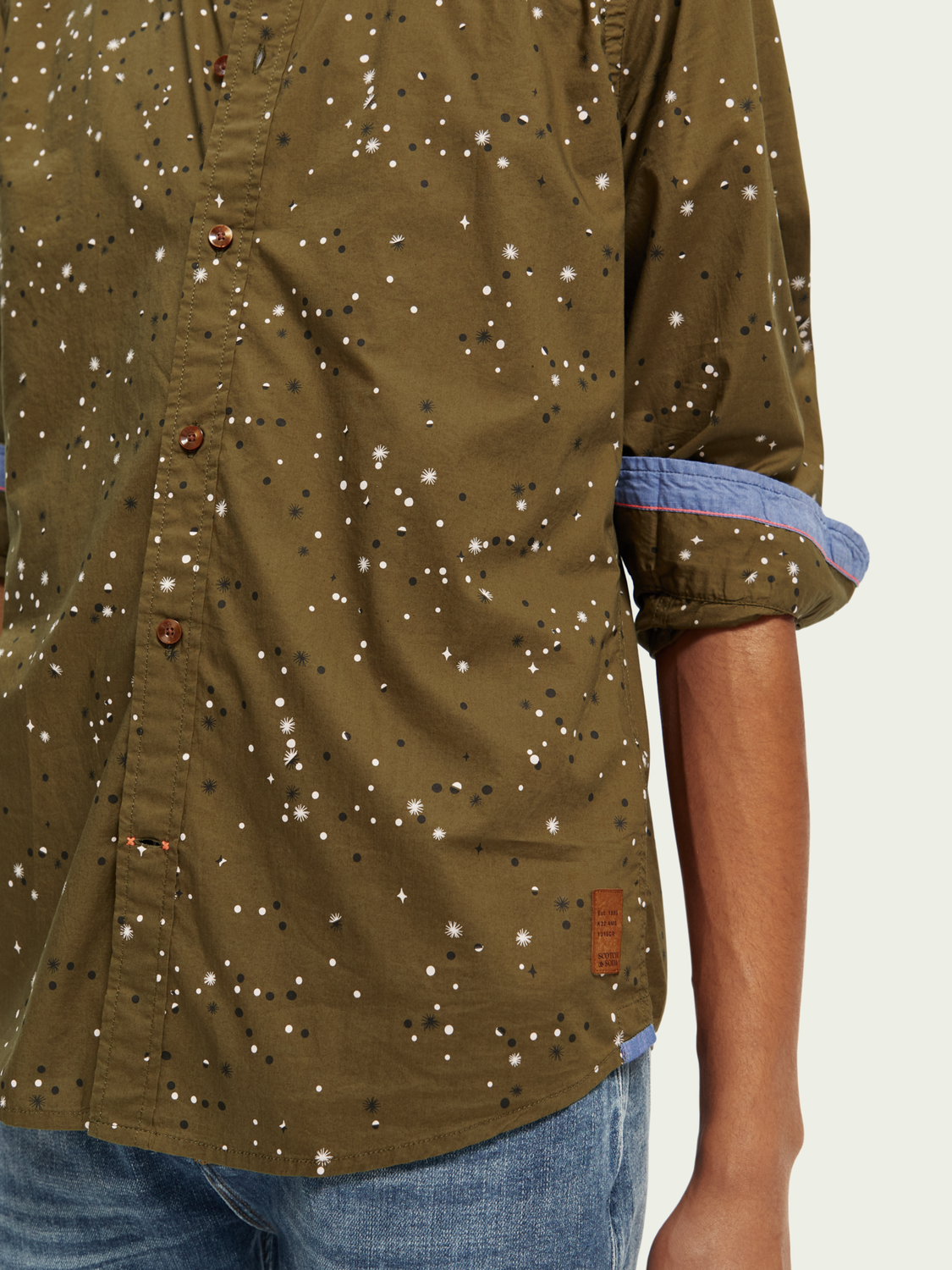 Scotch & Soda - Slim Fit Printed Shirt - Khaki