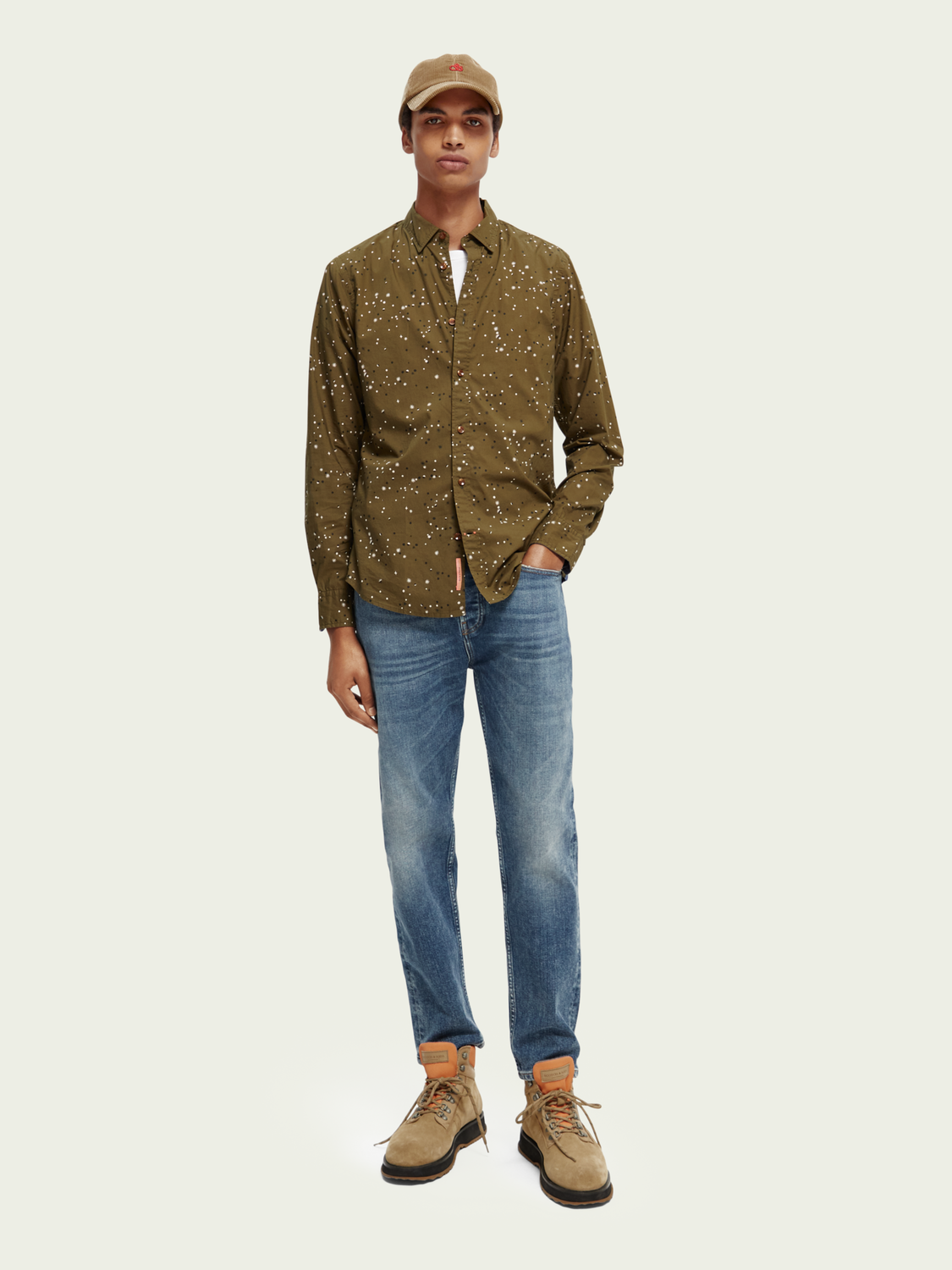 Scotch & Soda - Slim Fit Printed Shirt - Khaki