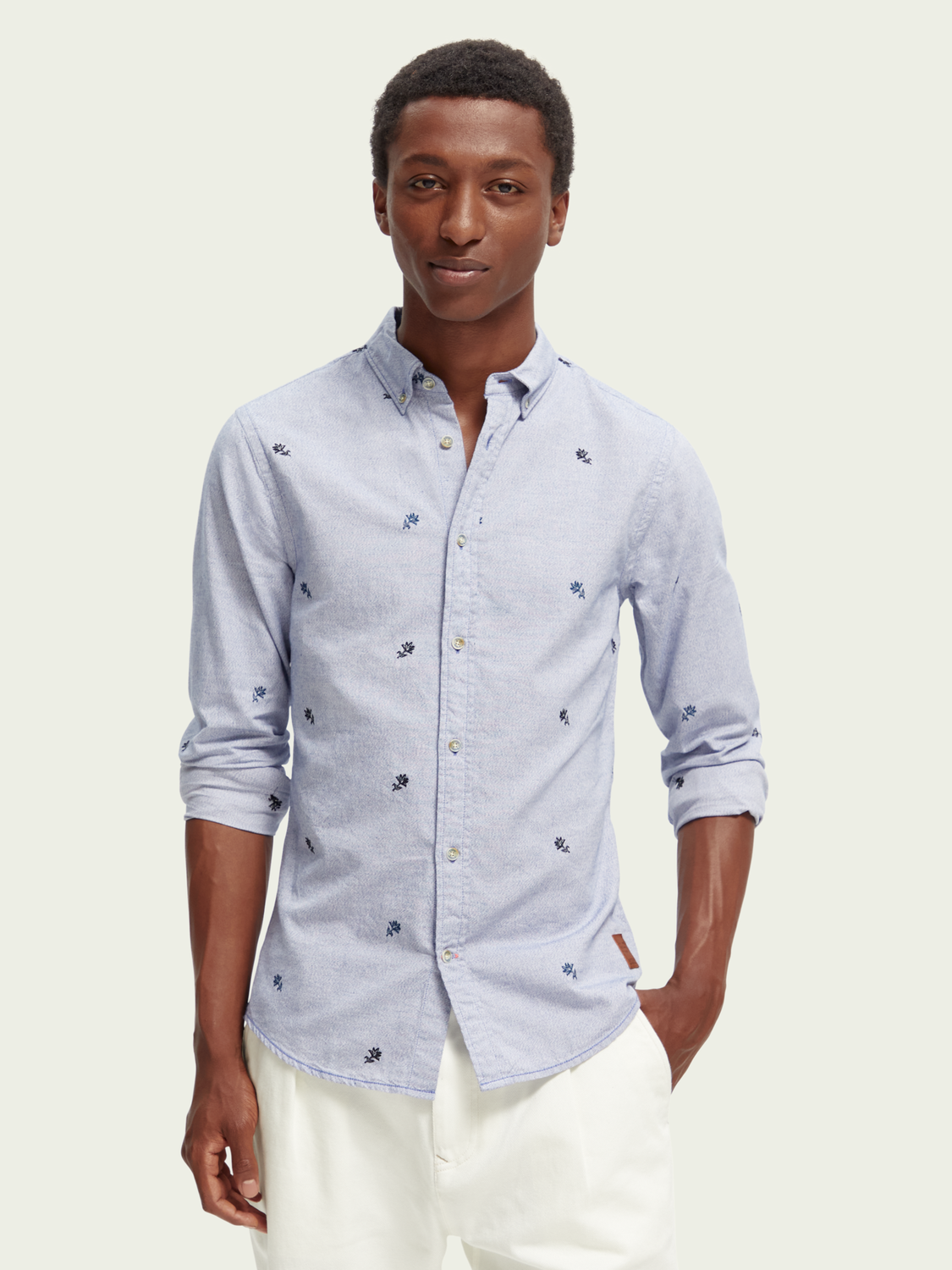Scotch & Soda - Slim Fit Embroidered Shirt - Violet