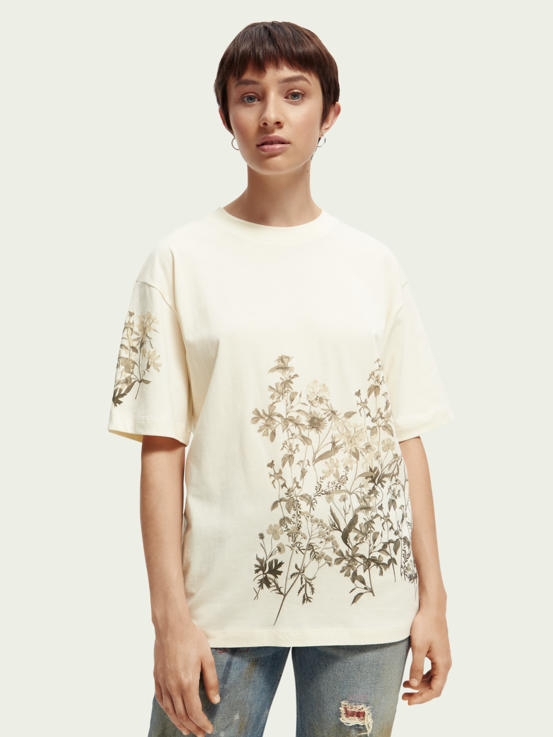 Maison Scotch - Loose Fit Organic T-Shirt - Aged White