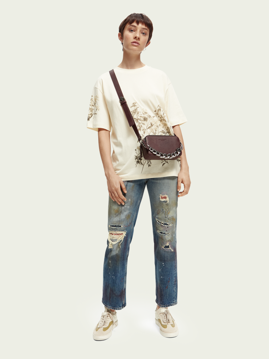 Maison Scotch - Loose Fit Organic T-Shirt - Aged White