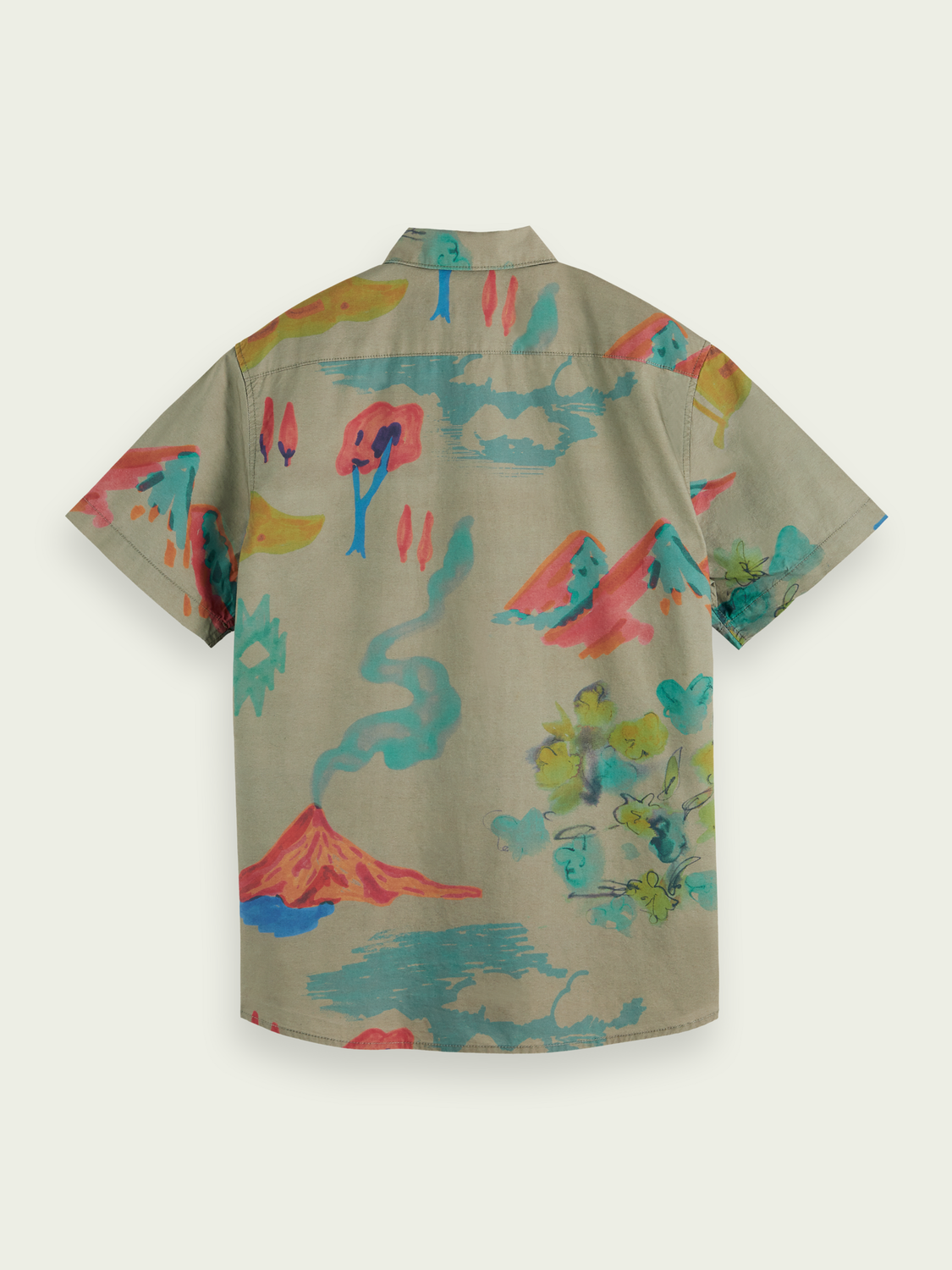 Scotch & Soda - Printed Poplin SS Shirt - Tent Green/Multi