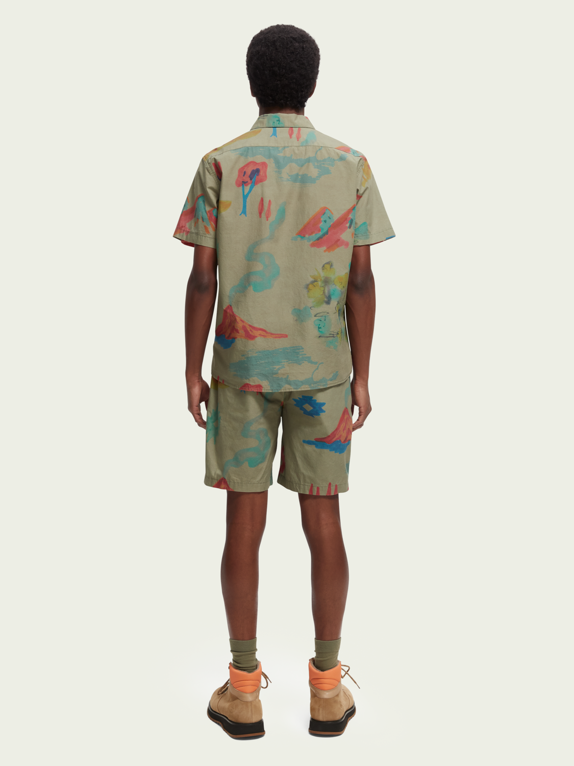 Scotch & Soda - Printed Poplin SS Shirt - Tent Green/Multi