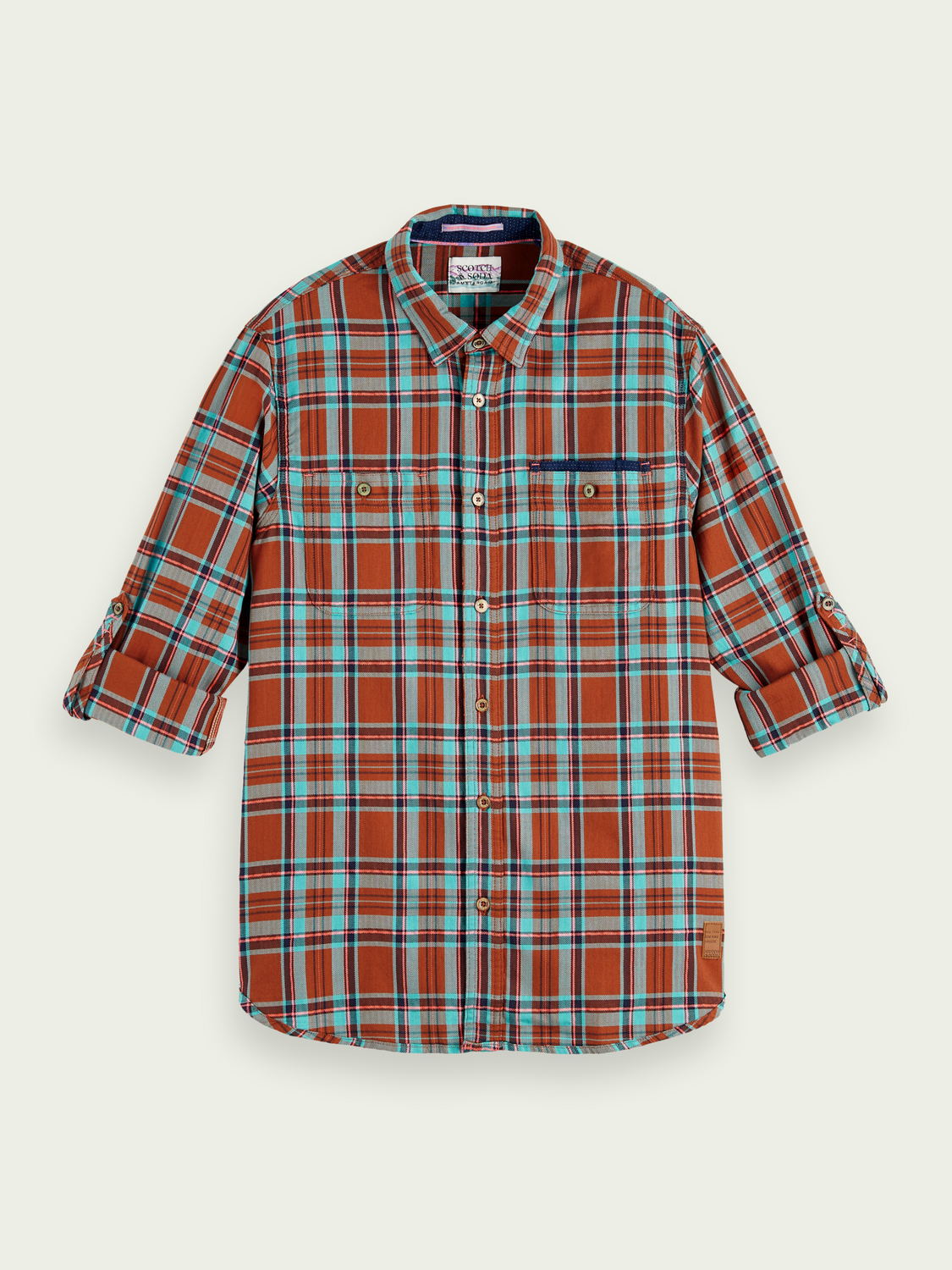 Scotch & Soda - Regular Fit Check Flannel Shirt - Red/Teal
