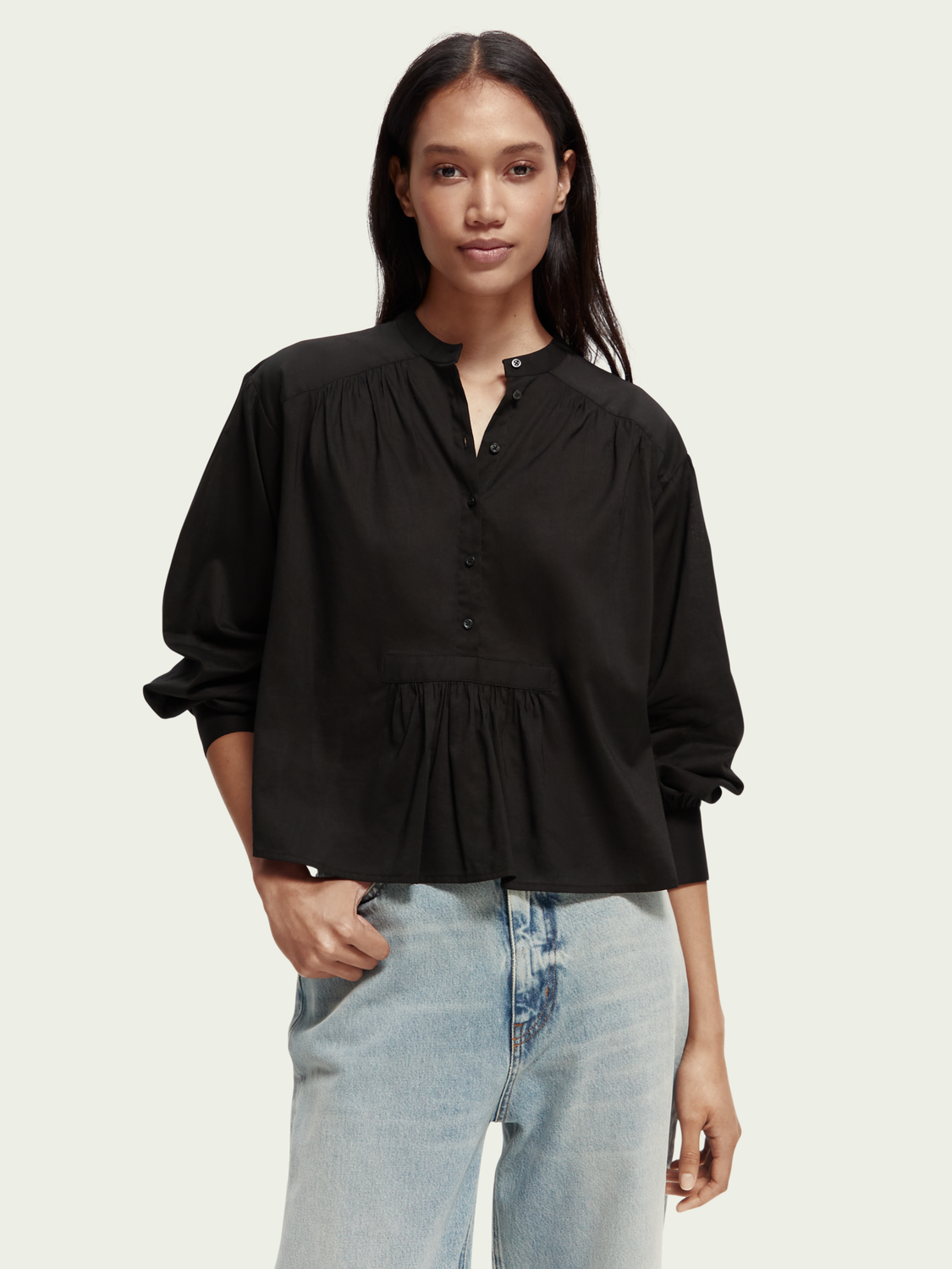 Maison Scotch - Gathered Shirt - Black Sky