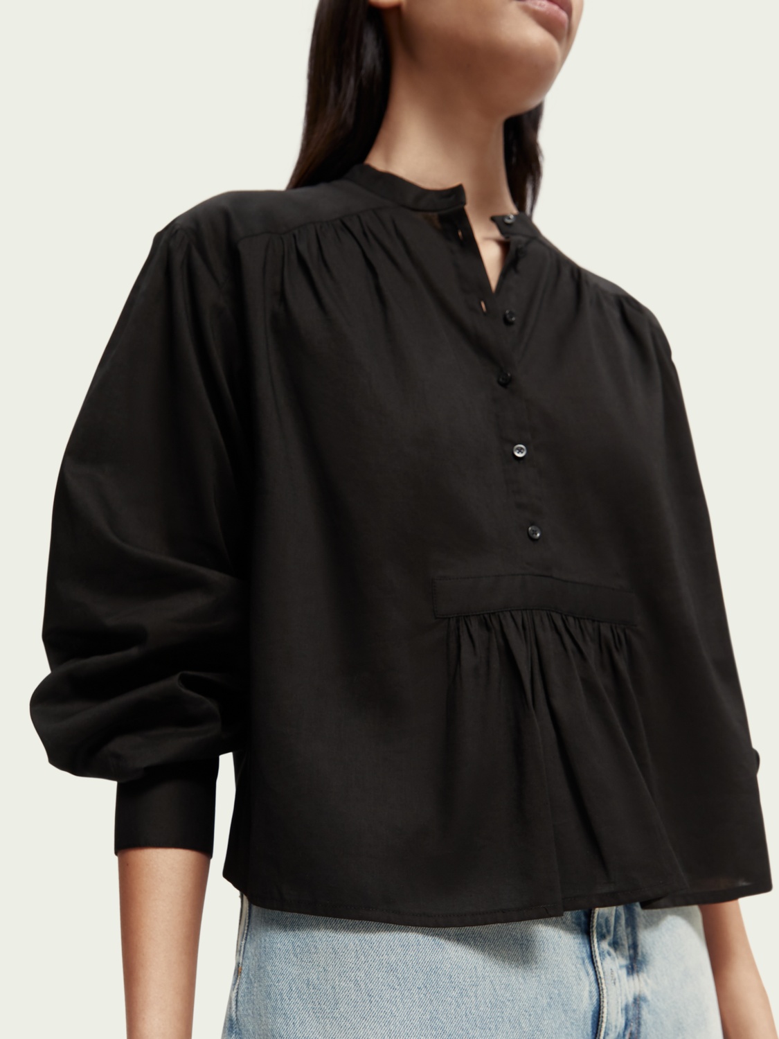 Maison Scotch - Gathered Shirt - Black Sky