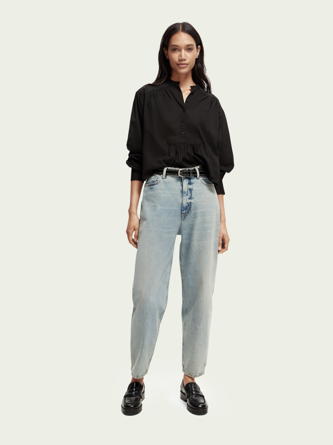 Maison Scotch - Gathered Shirt - Black Sky