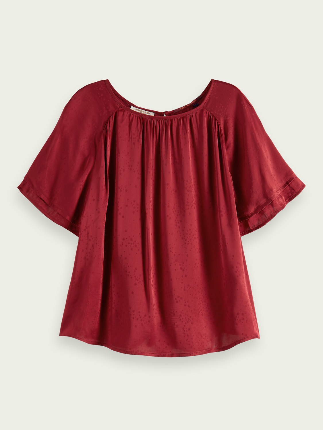 Maison Scotch - Flutter Sleeve Woven Top - Rhubarb