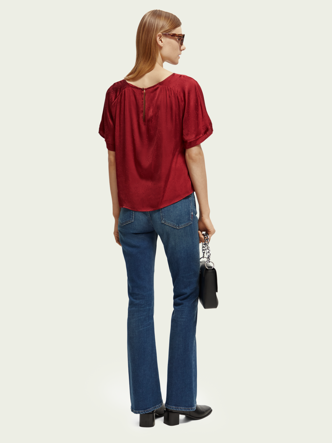 Maison Scotch - Flutter Sleeve Woven Top - Rhubarb