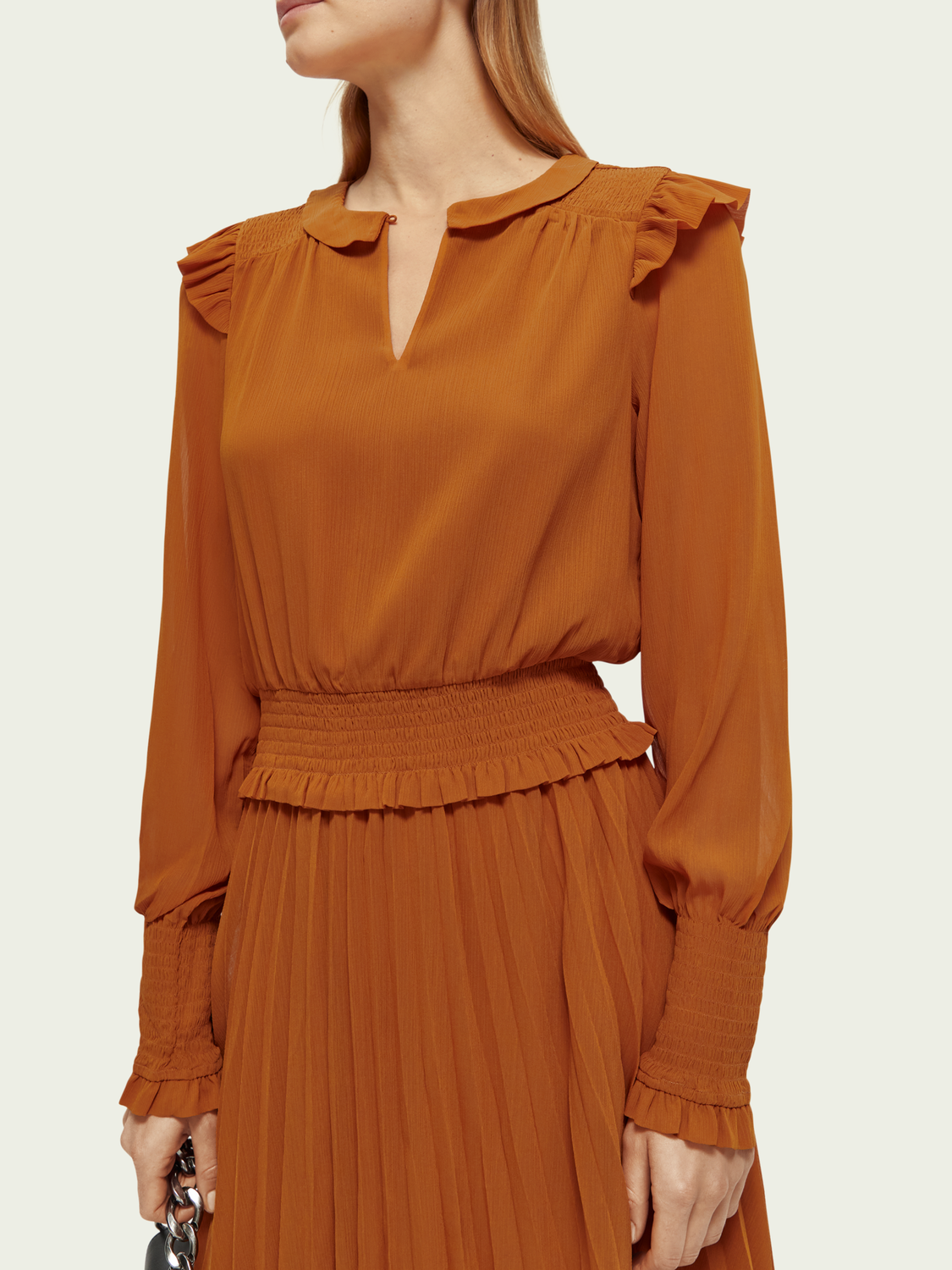 Maison Scotch - Smocked Mini Dress - Cinnamon Spice