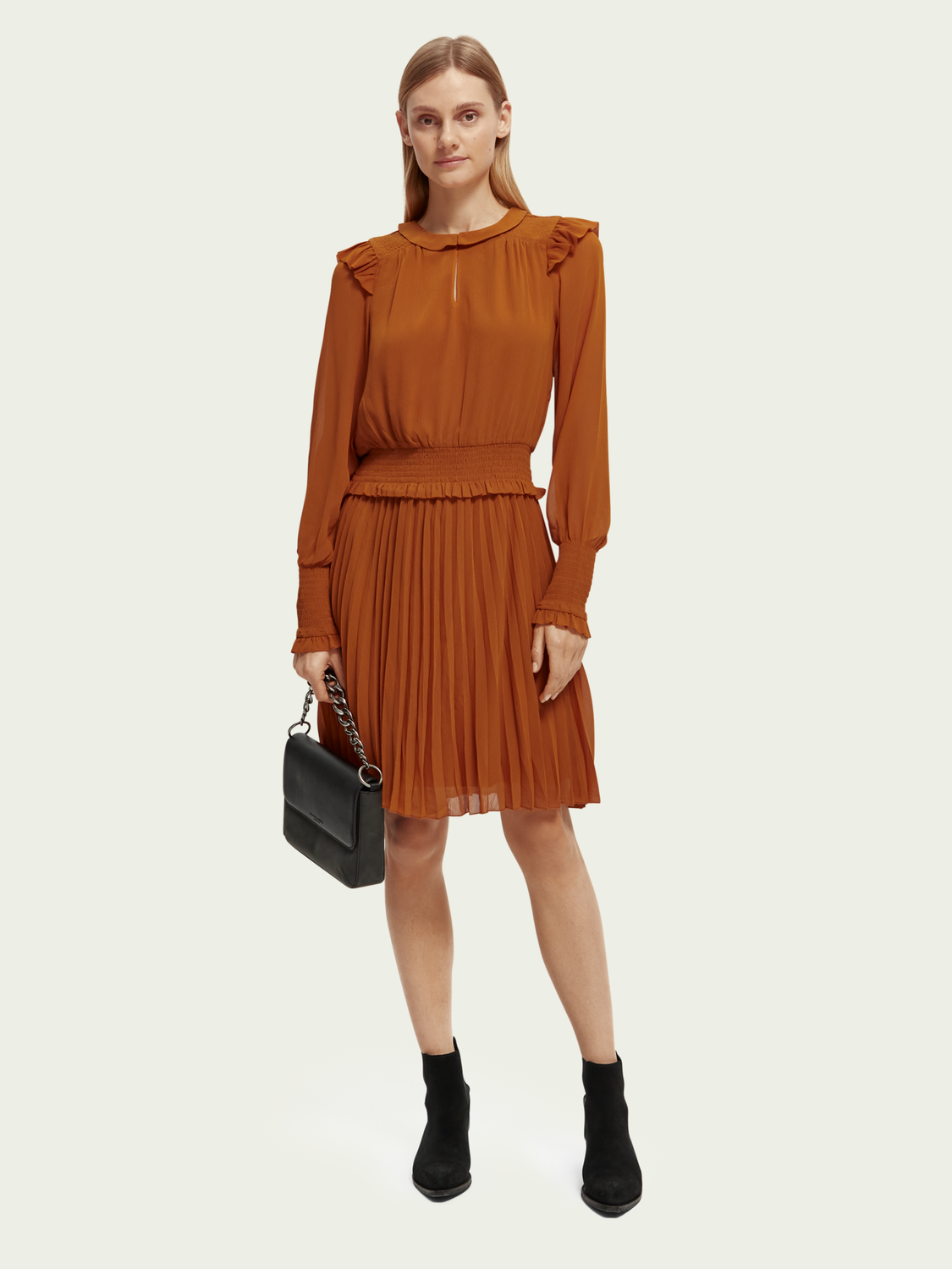 Maison Scotch - Smocked Mini Dress - Cinnamon Spice