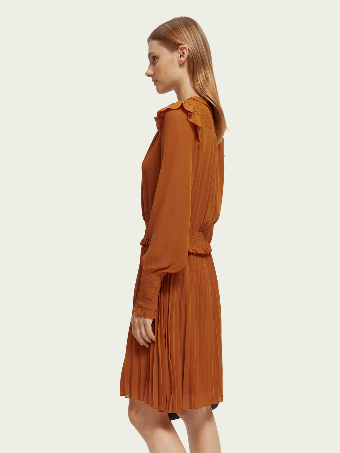 Maison Scotch - Smocked Mini Dress - Cinnamon Spice