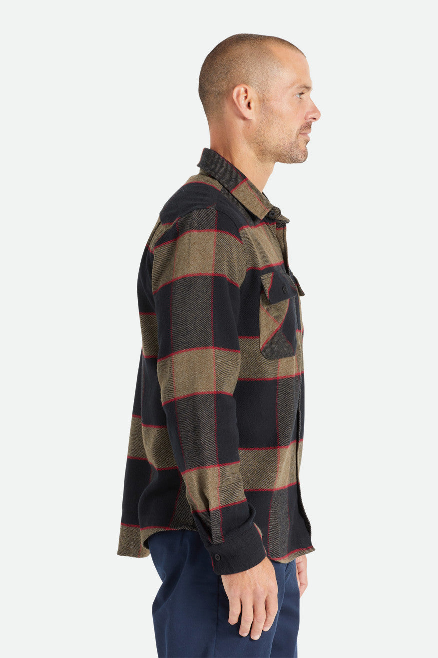 Brixton - Bowery LS Flannel Shirt - Heather Grey/Charcoal