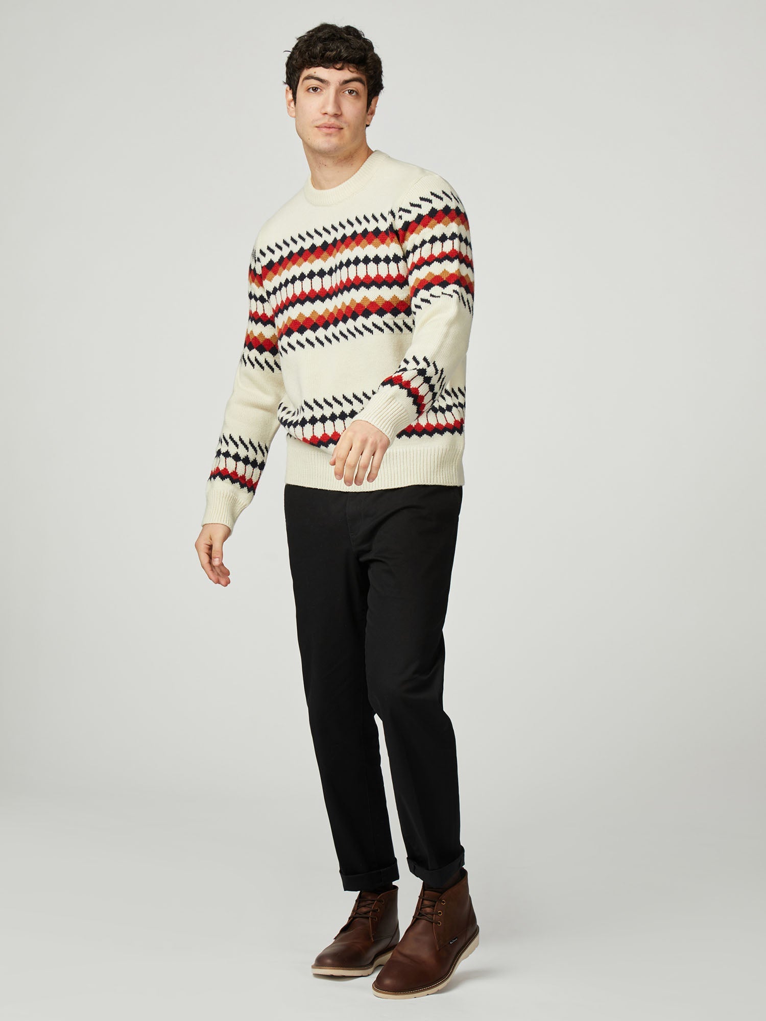 Ben Sherman - Fairisle Knitted Crew - Ivory