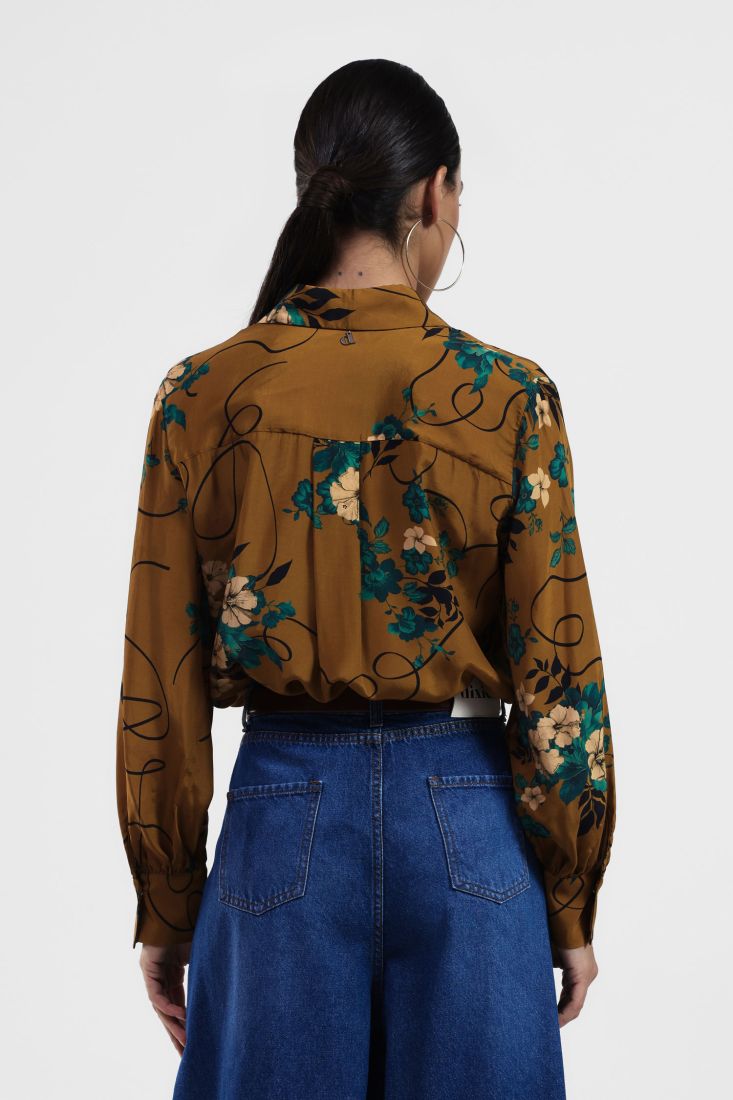 Dixie - Floral Print Shirt - Ocra