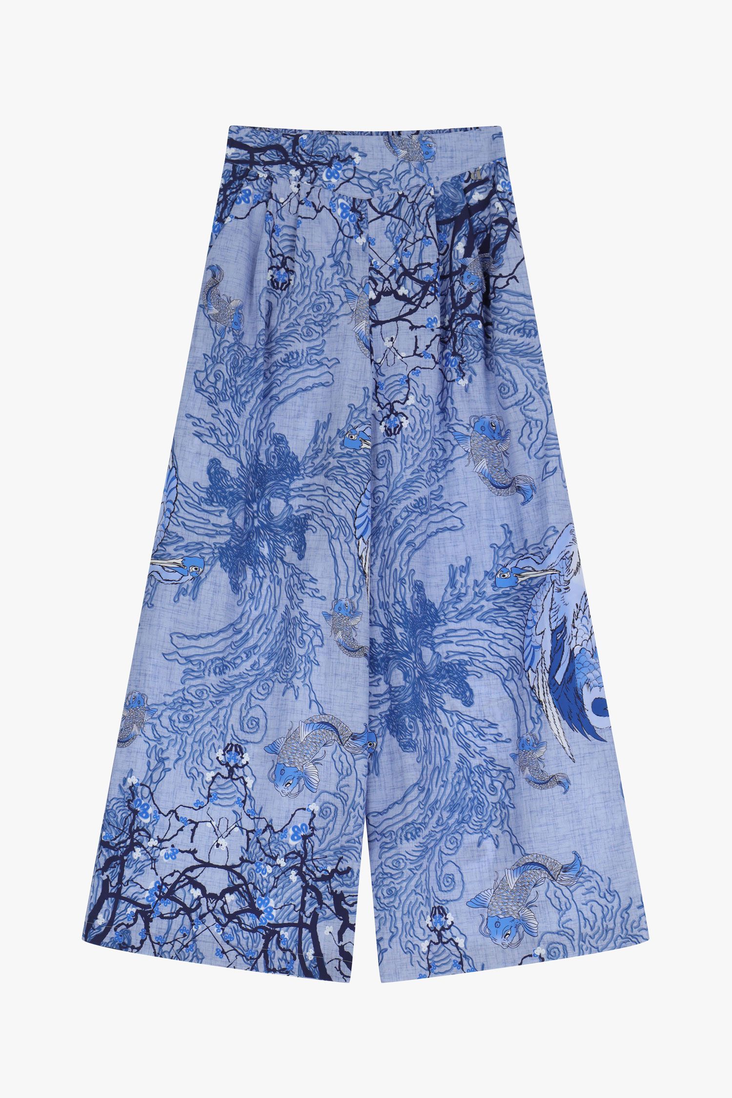 Dixie - Ocean Print Pant - Denim Blue