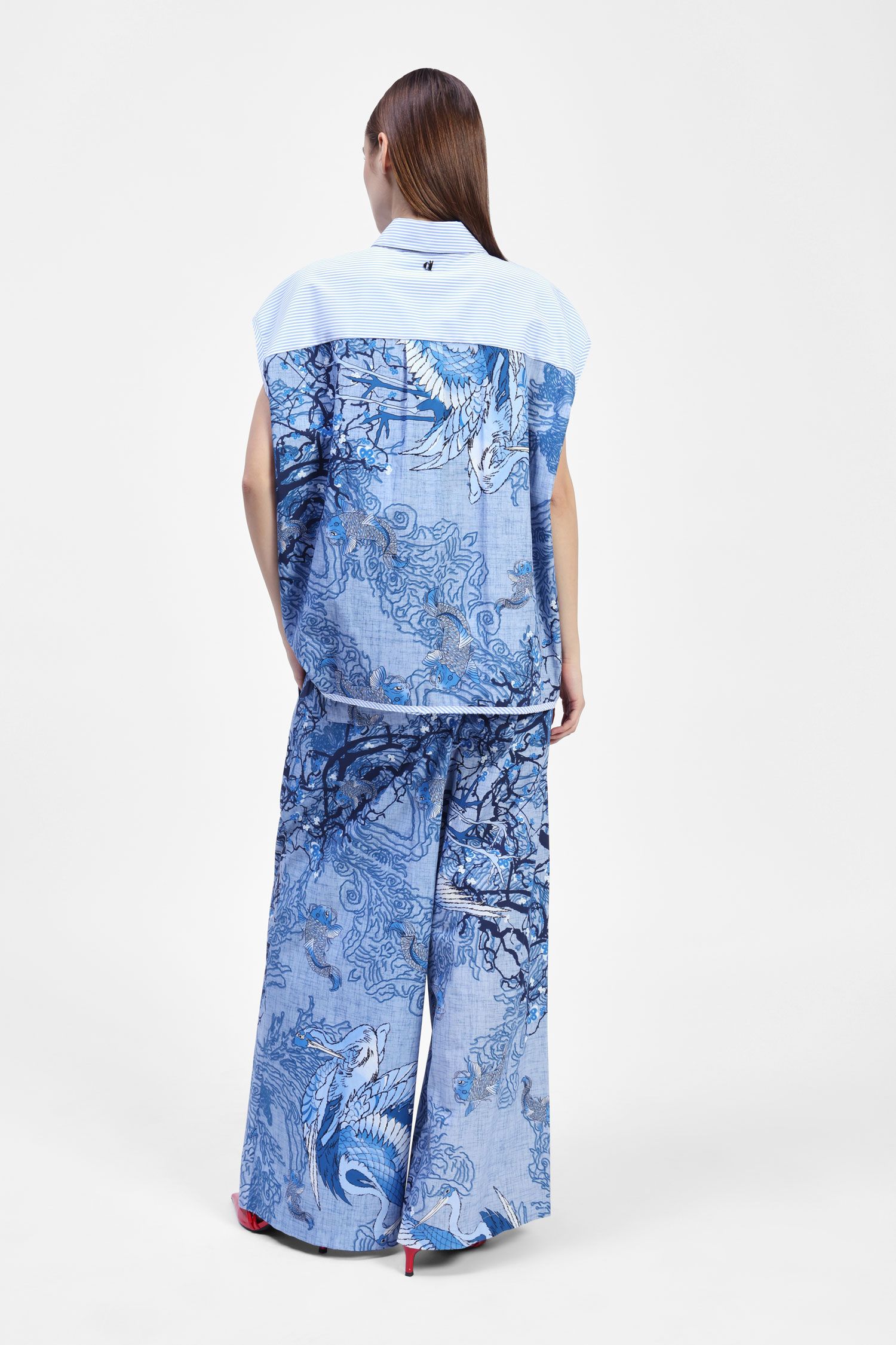 Dixie - Ocean Print Pant - Denim Blue