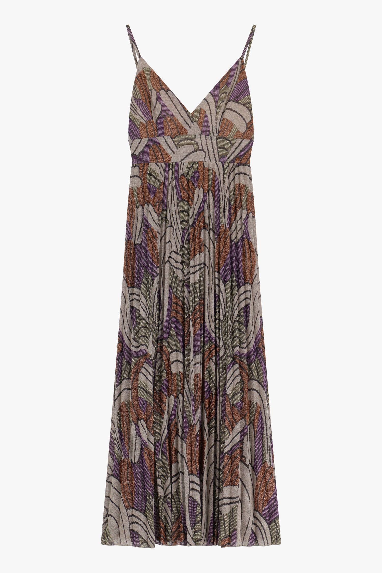 Dixie - Metallic Feather Dress - Rust Multi