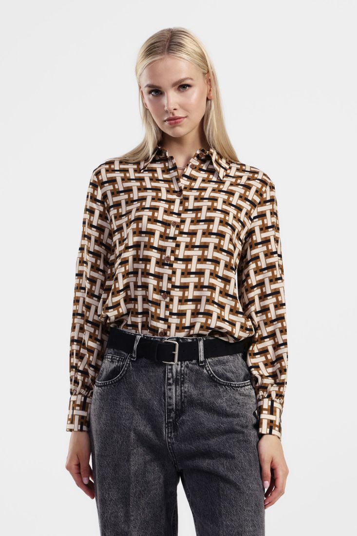 Dixie - Lattice Print Shirt - Tabacco