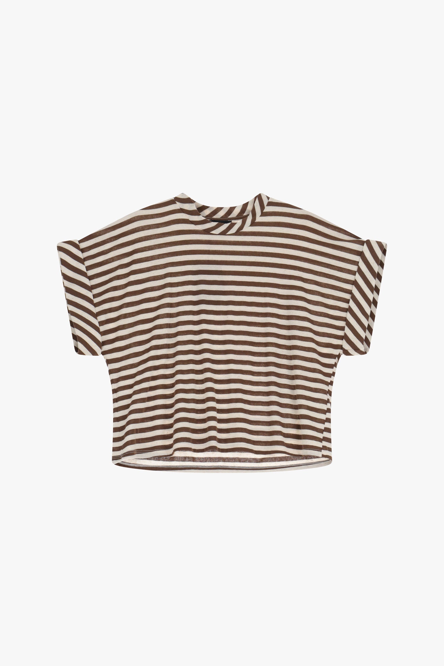 Dixie - Stripy Wide Tee - Brown/White