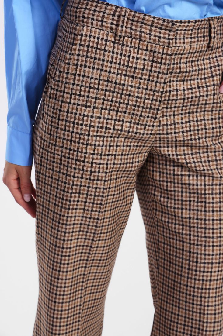 Dixie - Flared Checkered Pant - Moro