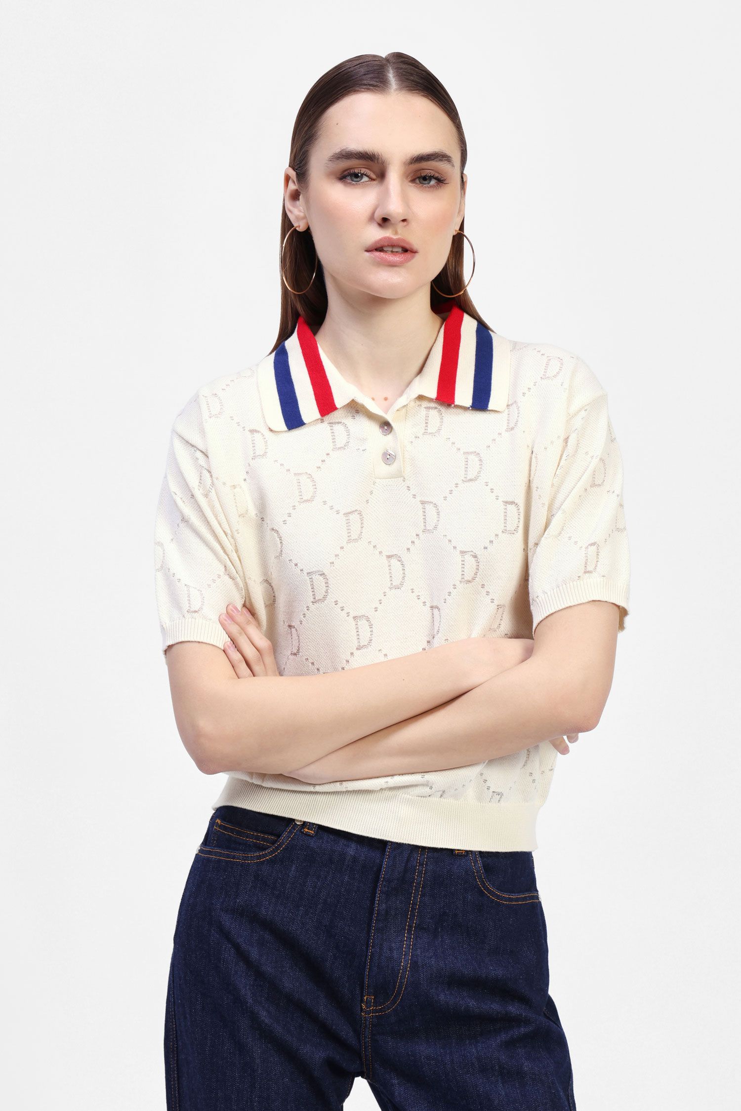 Dixie - Pique Knit Polo - White