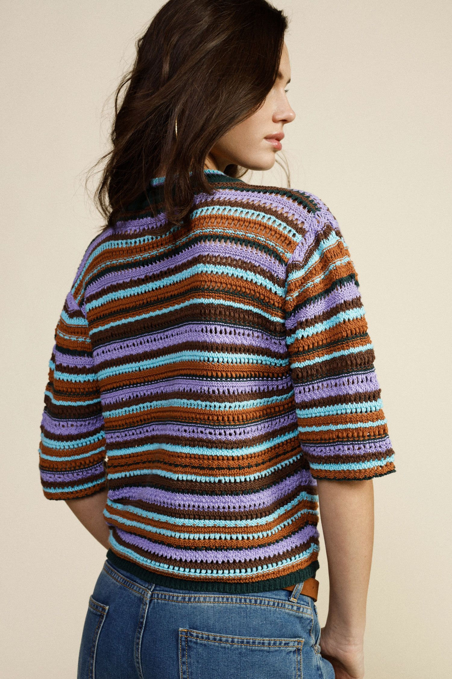 Dixie - Striped Knit SS Pullover - Multi