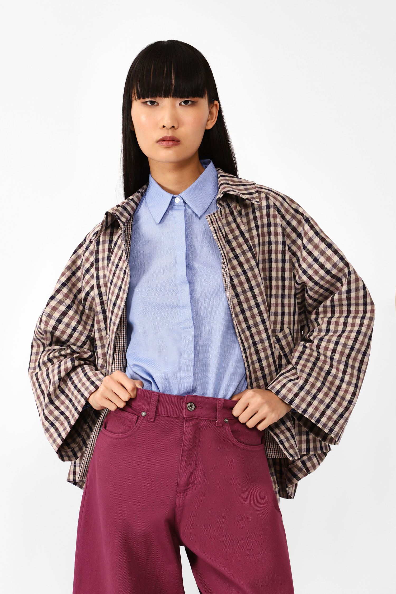 Dixie - Cape Jacket - Liquorice Check