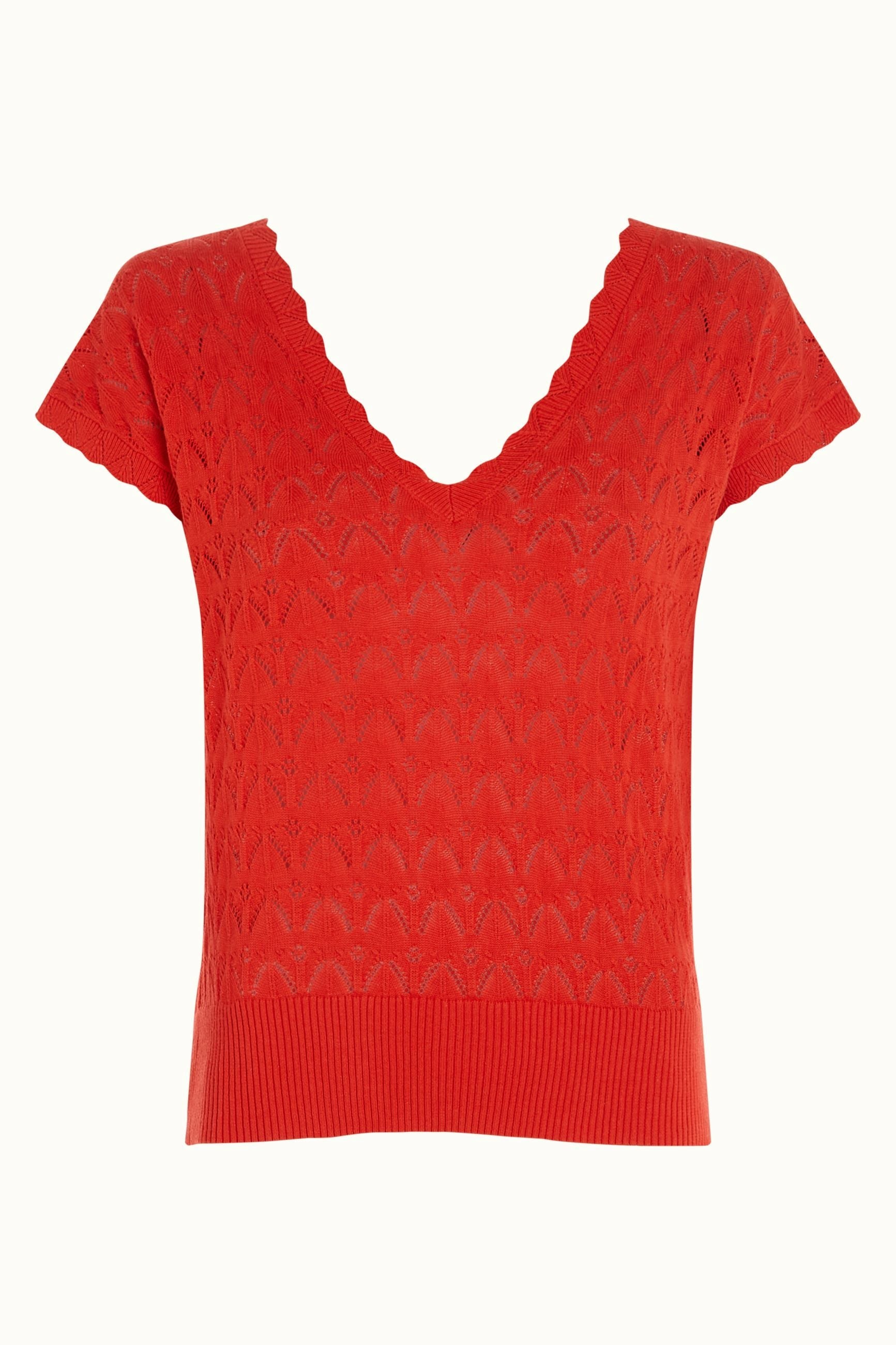 King Louie - Lila V-Neck Top Rocky Ajour - Sun Orange