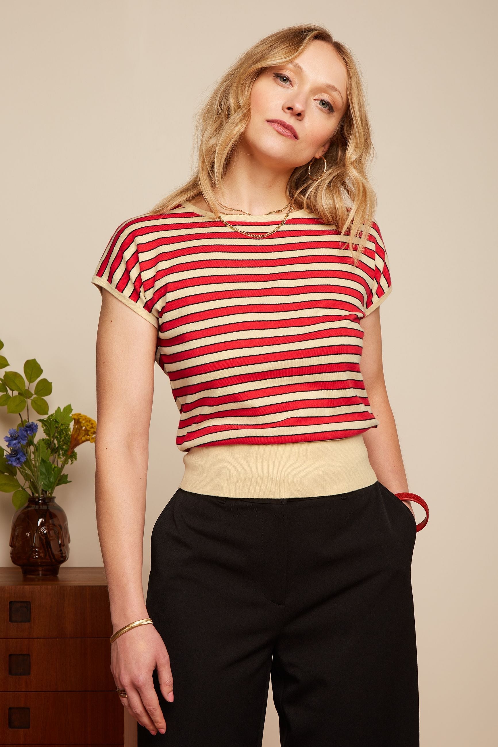 King Louie - Ann Top Port Stripe - Fiery Red