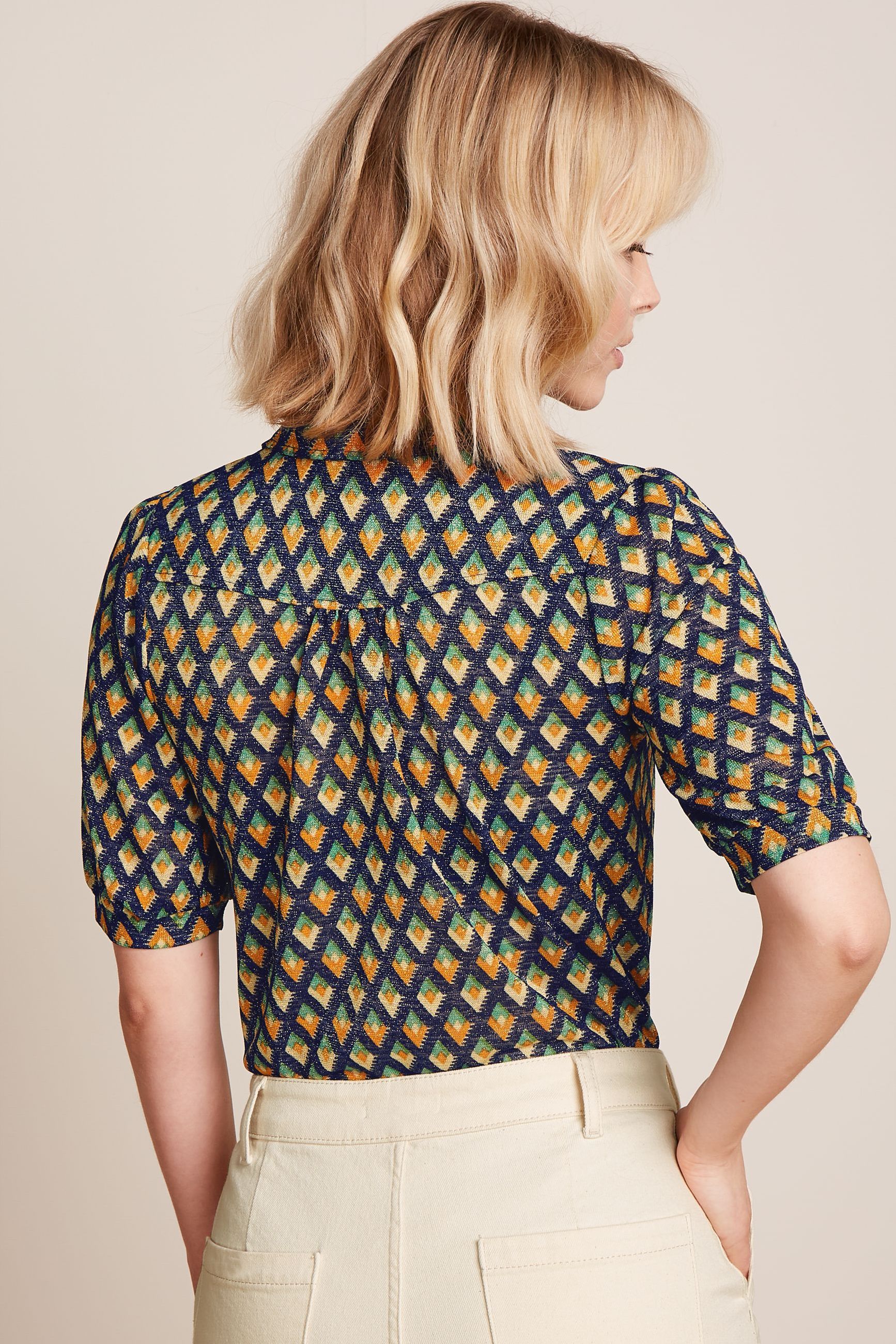 King Louie - Carina Blouse Pebble - Evening Blue