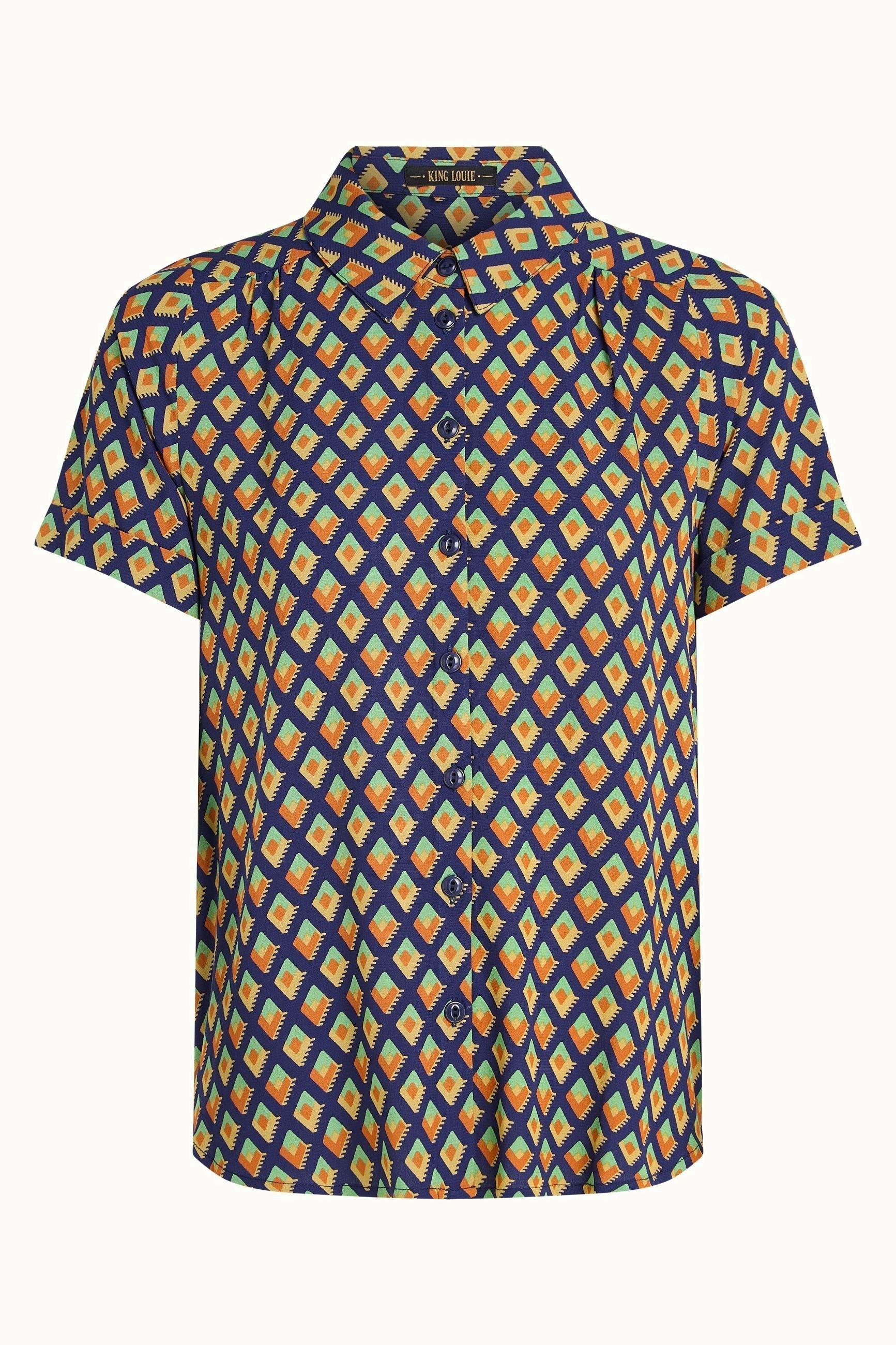 King Louie - Maisie Blouse Pebble Woven - Beacon Blue
