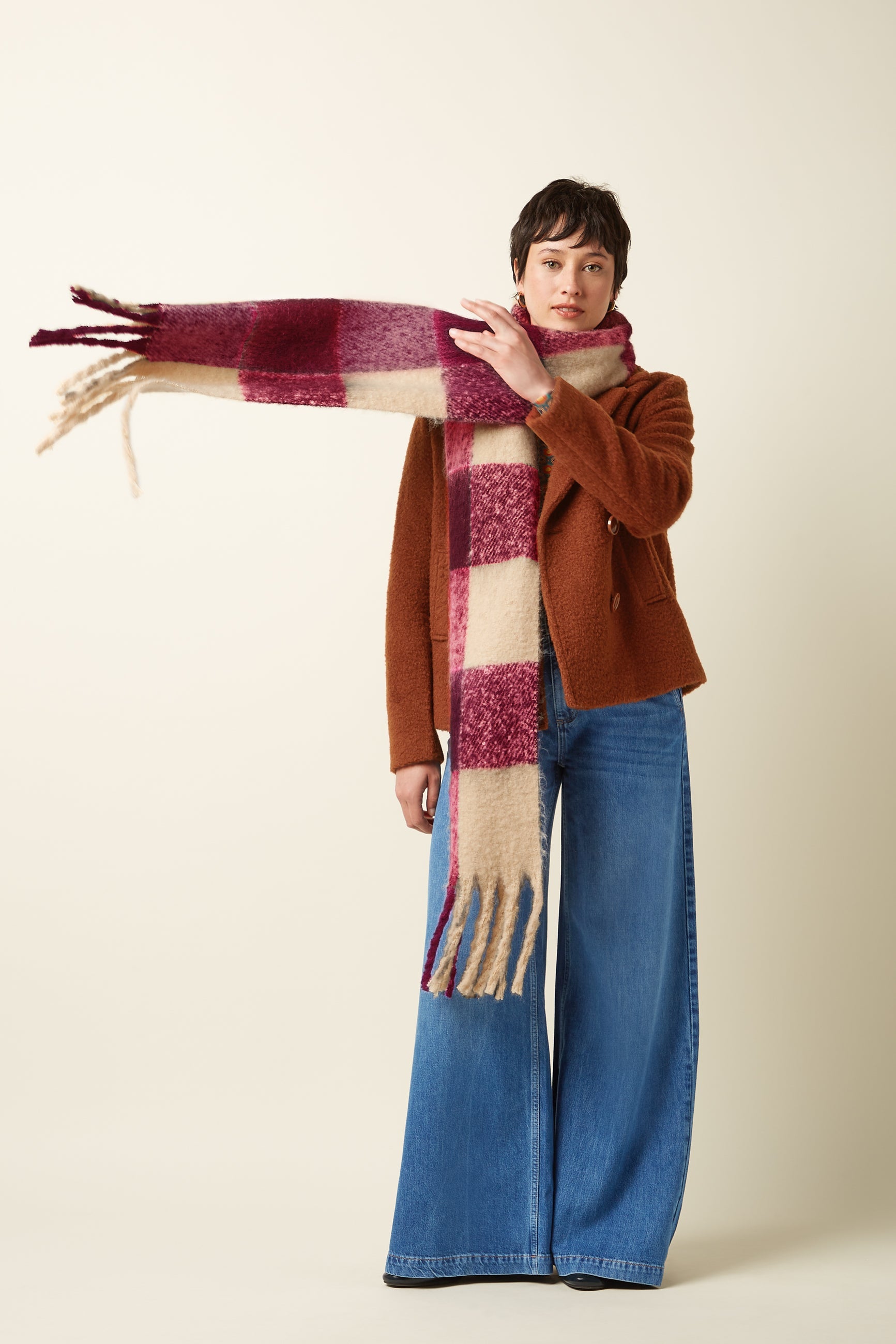 King Louie - Check Scarf Multi - Cabernet Red