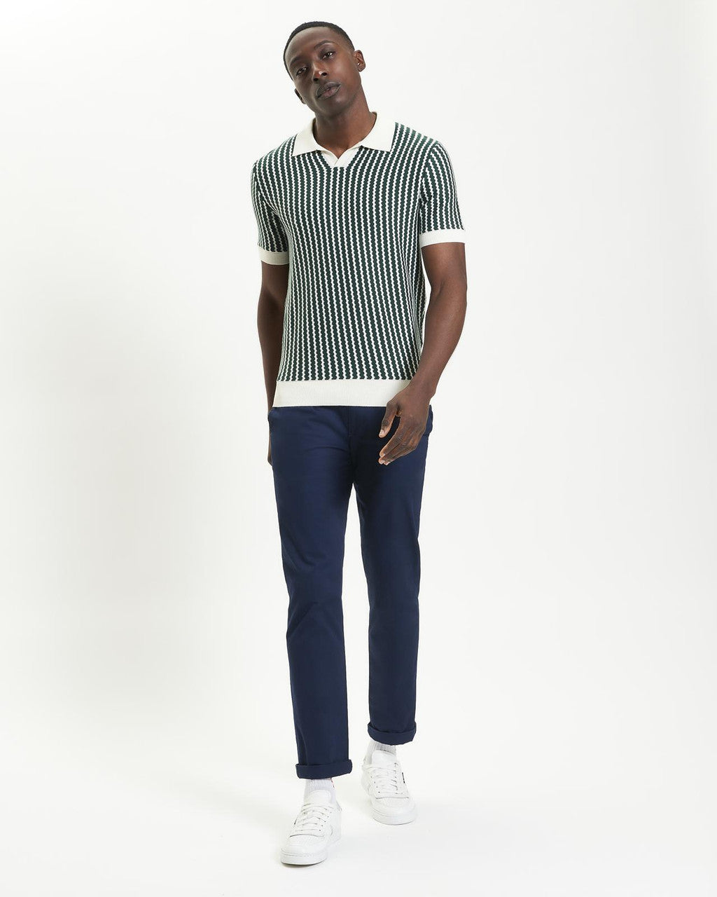 Ben Sherman - Vertical Wave Knitted Polo - Snow White