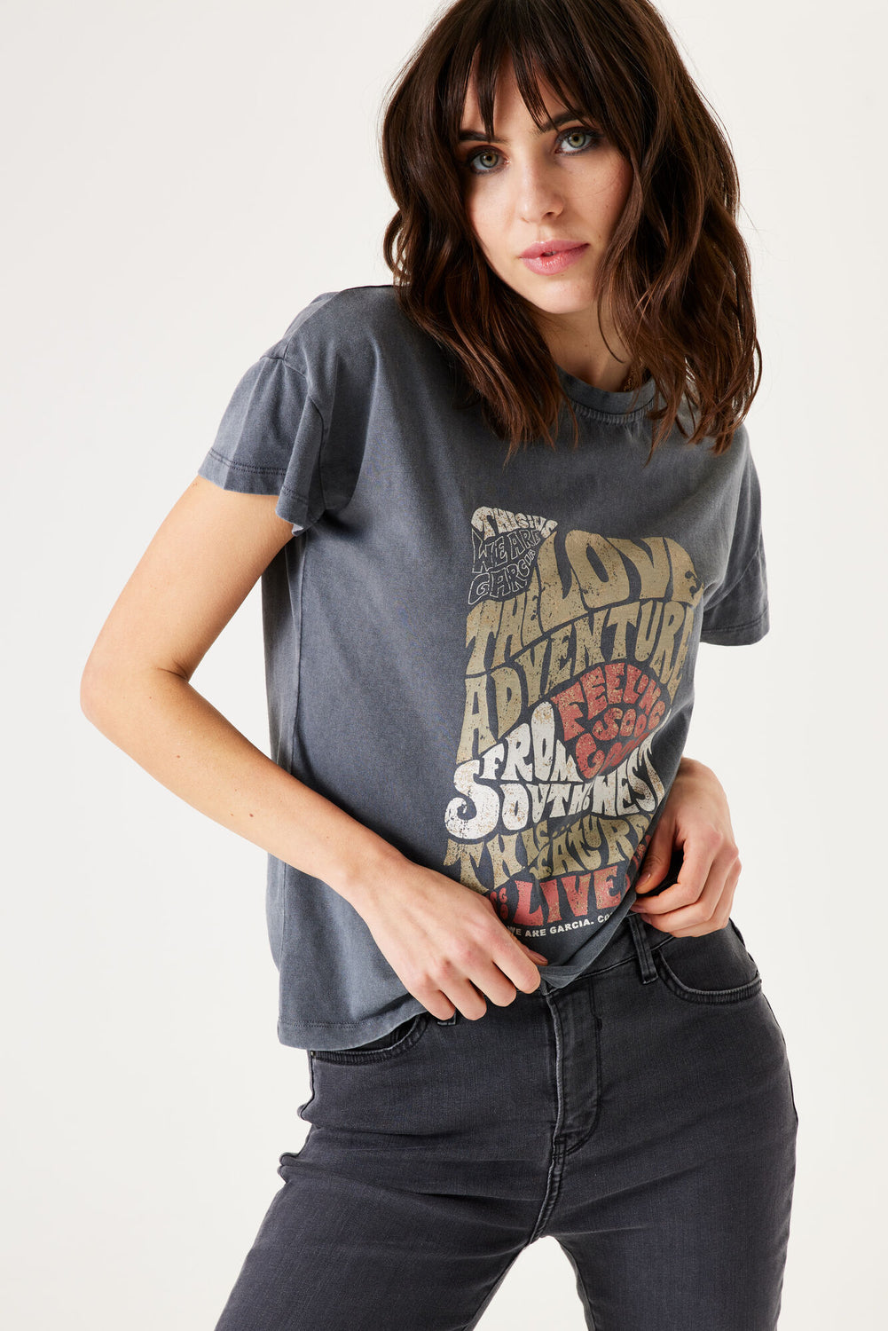 Garcia - The Love Print SS Tee - Antracite