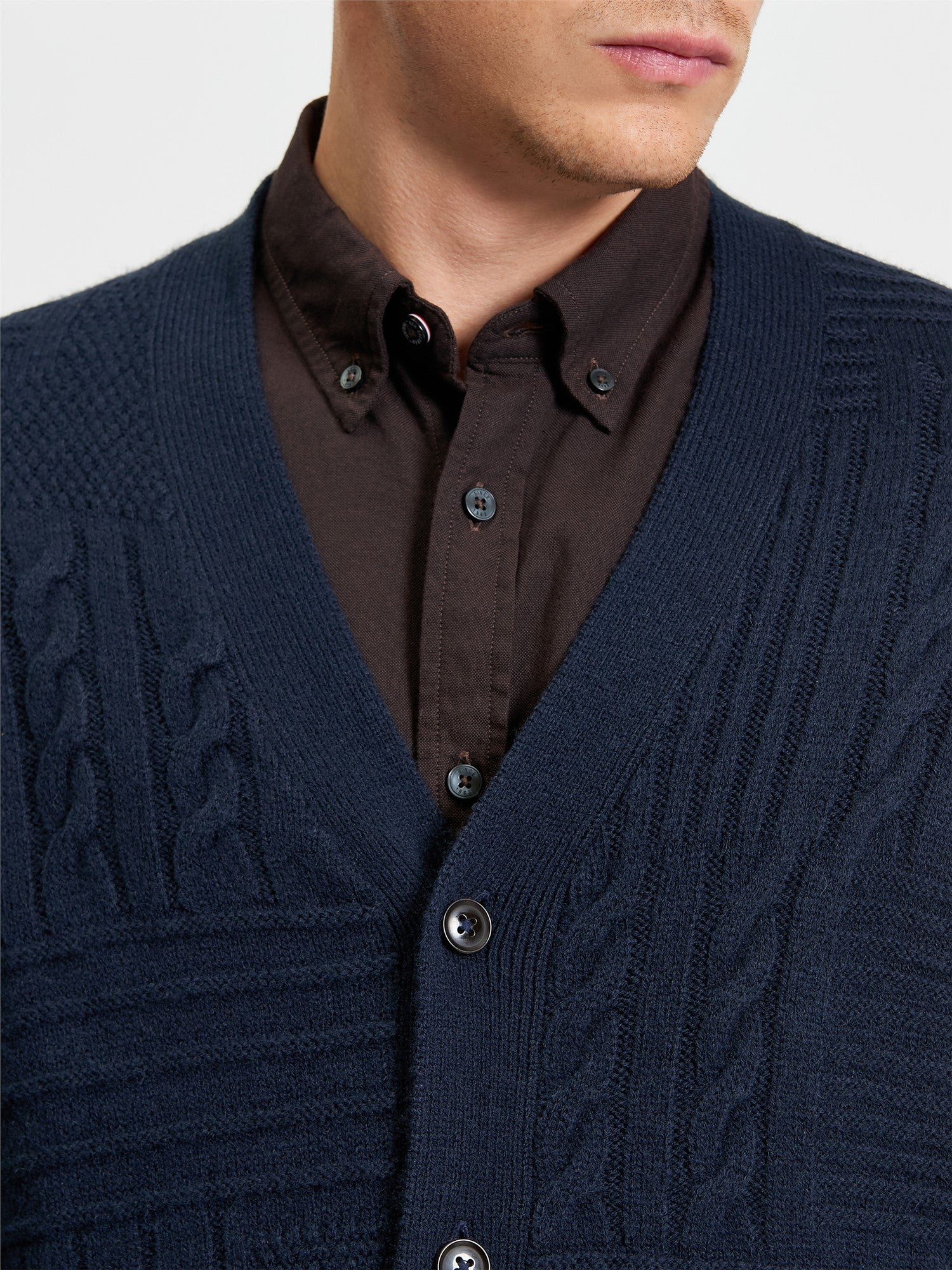 Ben Sherman - Texture Block Cardigan - Dark Navy