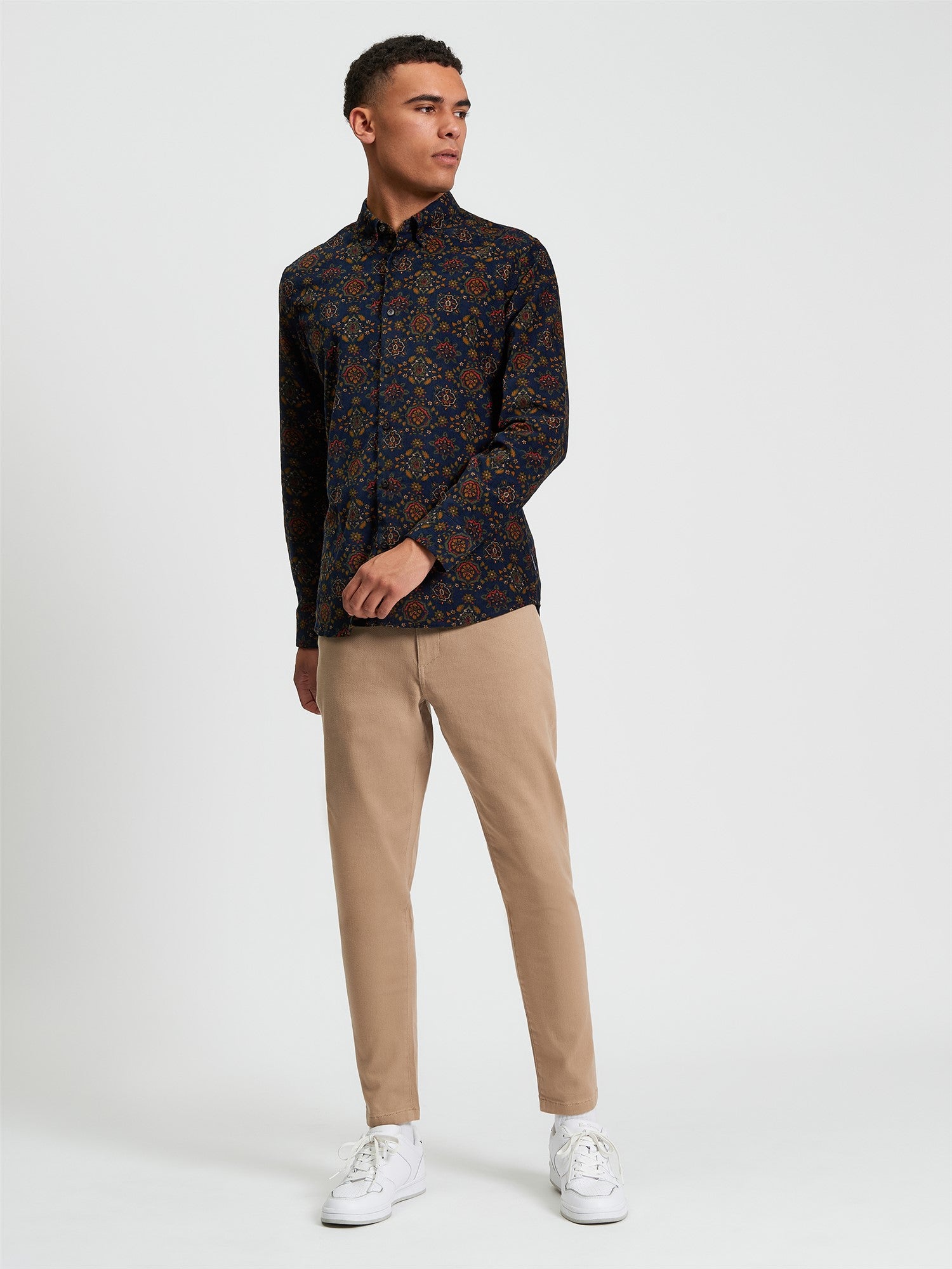 Ben Sherman - Foulard Print Cord LS Shirt - Khaki