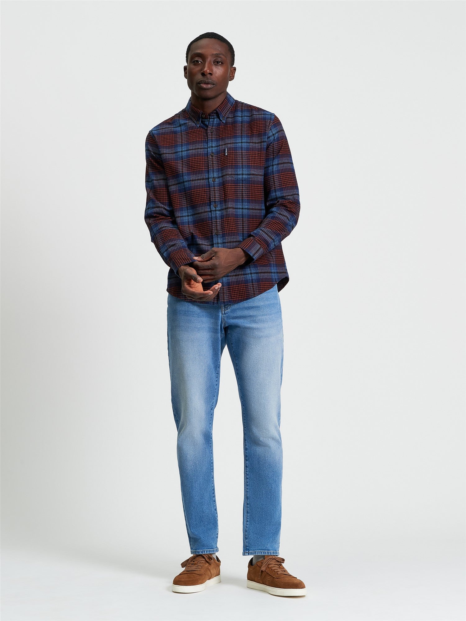 Ben Sherman - Ombre Check LS Shirt - Marine