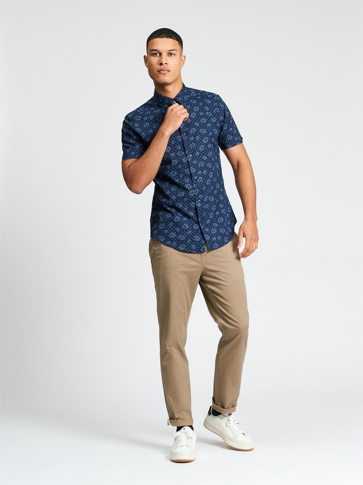 Ben Sherman - Floral Geo Print SS Shirt - Dark Navy
