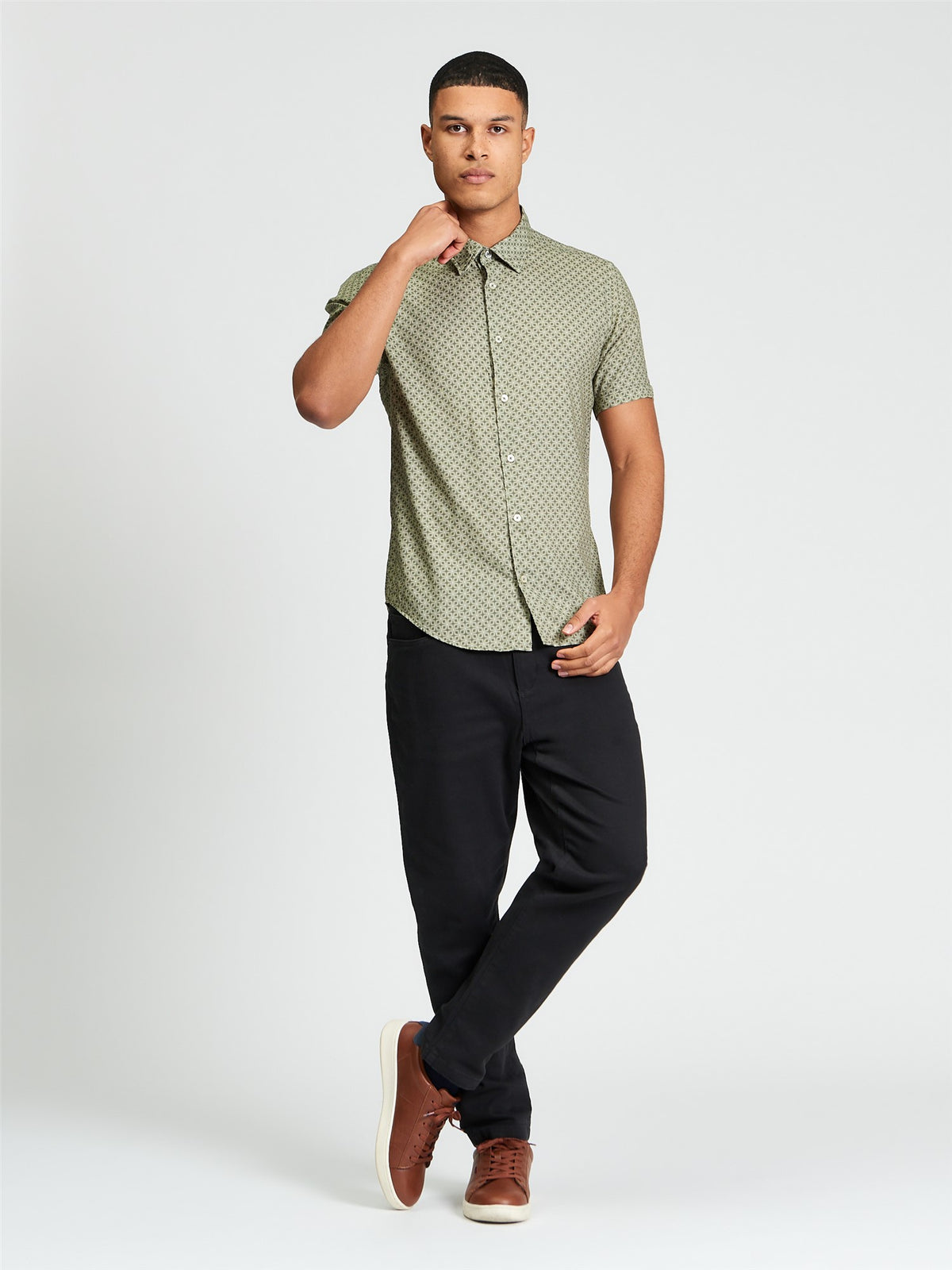 Ben Sherman - Linear Geo Print SS Shirt - Loden