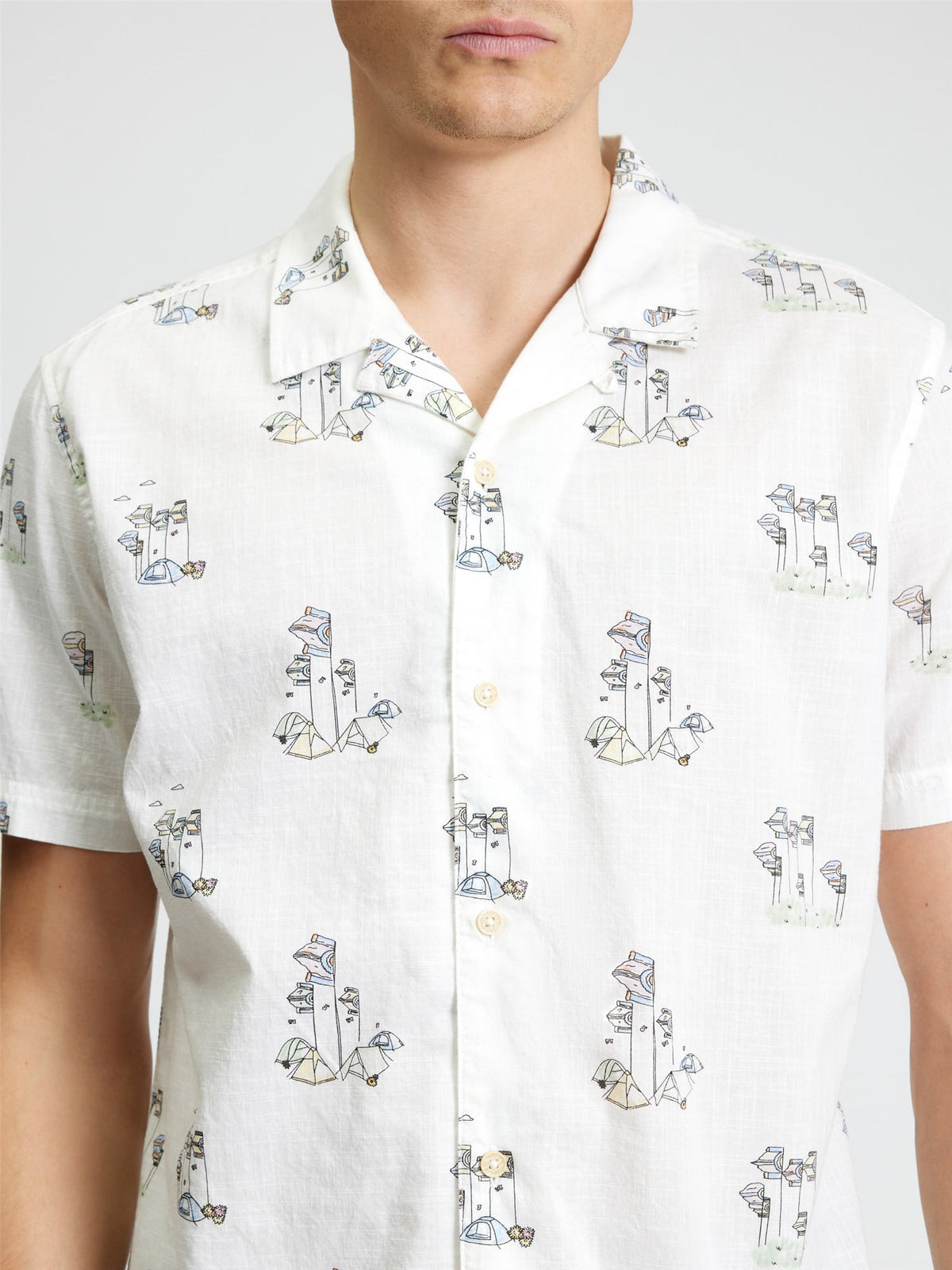 Ben Sherman - Festival Camping Print SS Shirt - Snow White