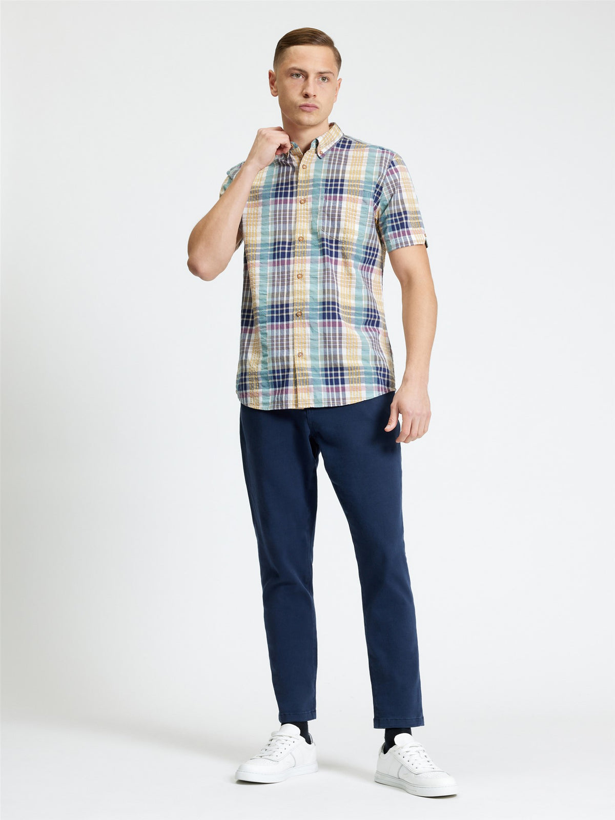 Ben Sherman - Seersucker Check SS Shirt - Aqua