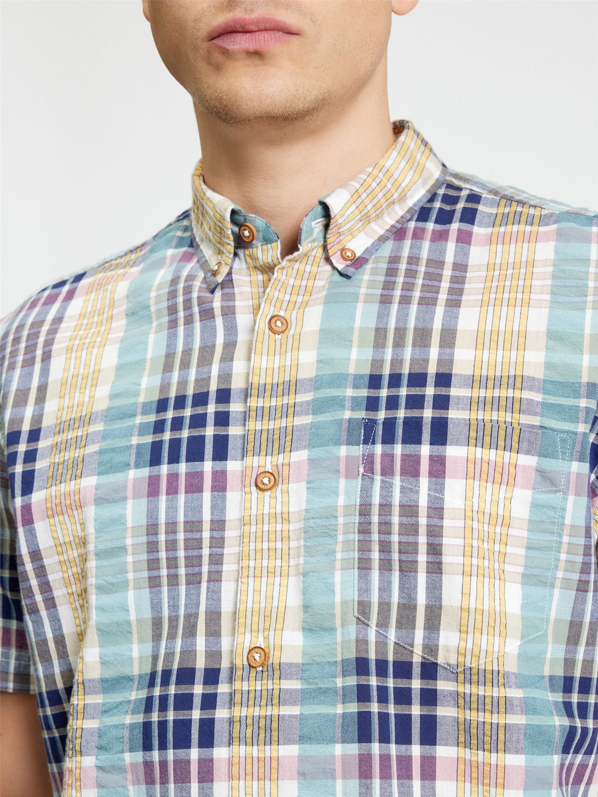 Ben Sherman - Seersucker Check SS Shirt - Aqua