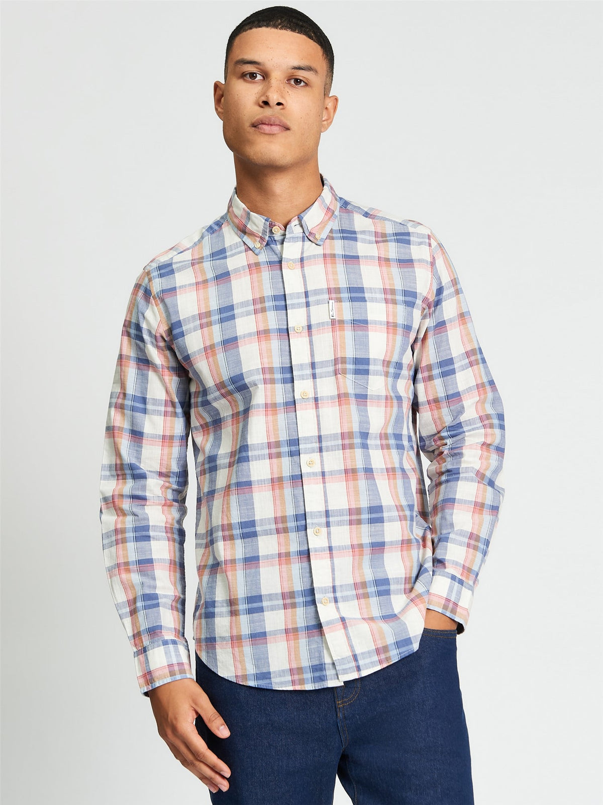 Ben Sherman - Irregular Check LS Shirt - Oyster White