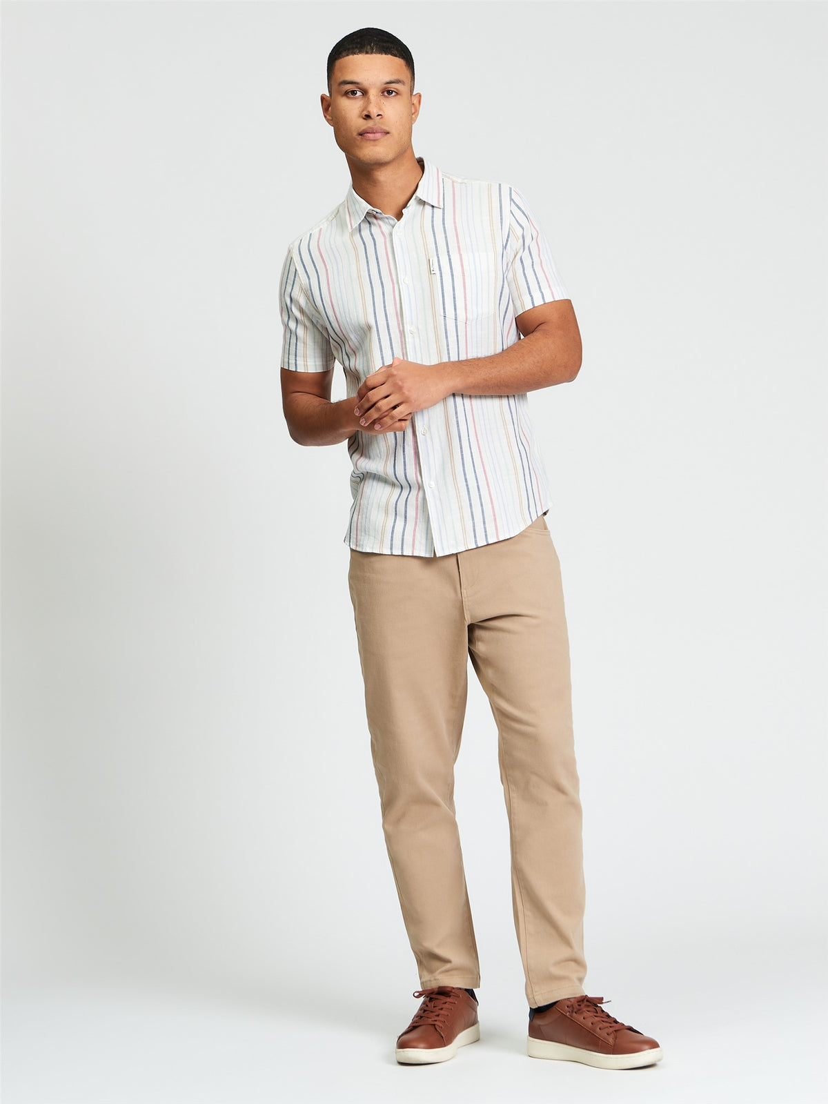 Ben Sherman - Texture Stripe SS Shirt - Snow White