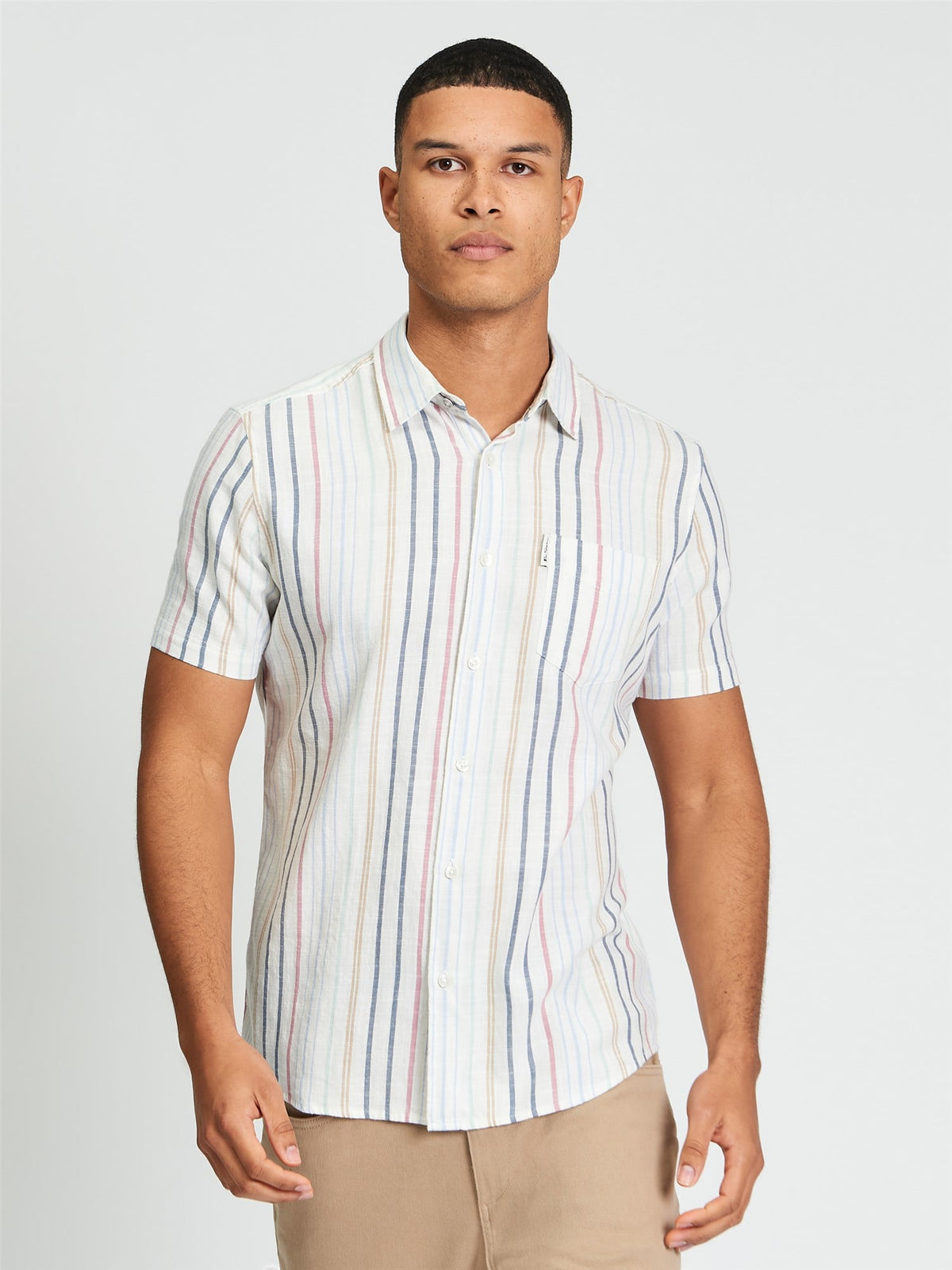 Ben Sherman - Texture Stripe SS Shirt - Snow White